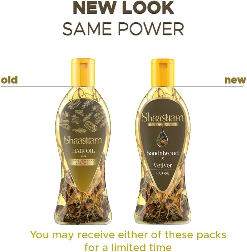 Shaastram Sandalwood Vetiver Herbal Hair Oil with Real Vetiver Roots, Sesame, Brahmi, Ashwagandha Oil Extract & Ayurvedic Herbs | Hair Growth, Breakage Control | Natural Hair Care for Men Women 180Ml image number 4