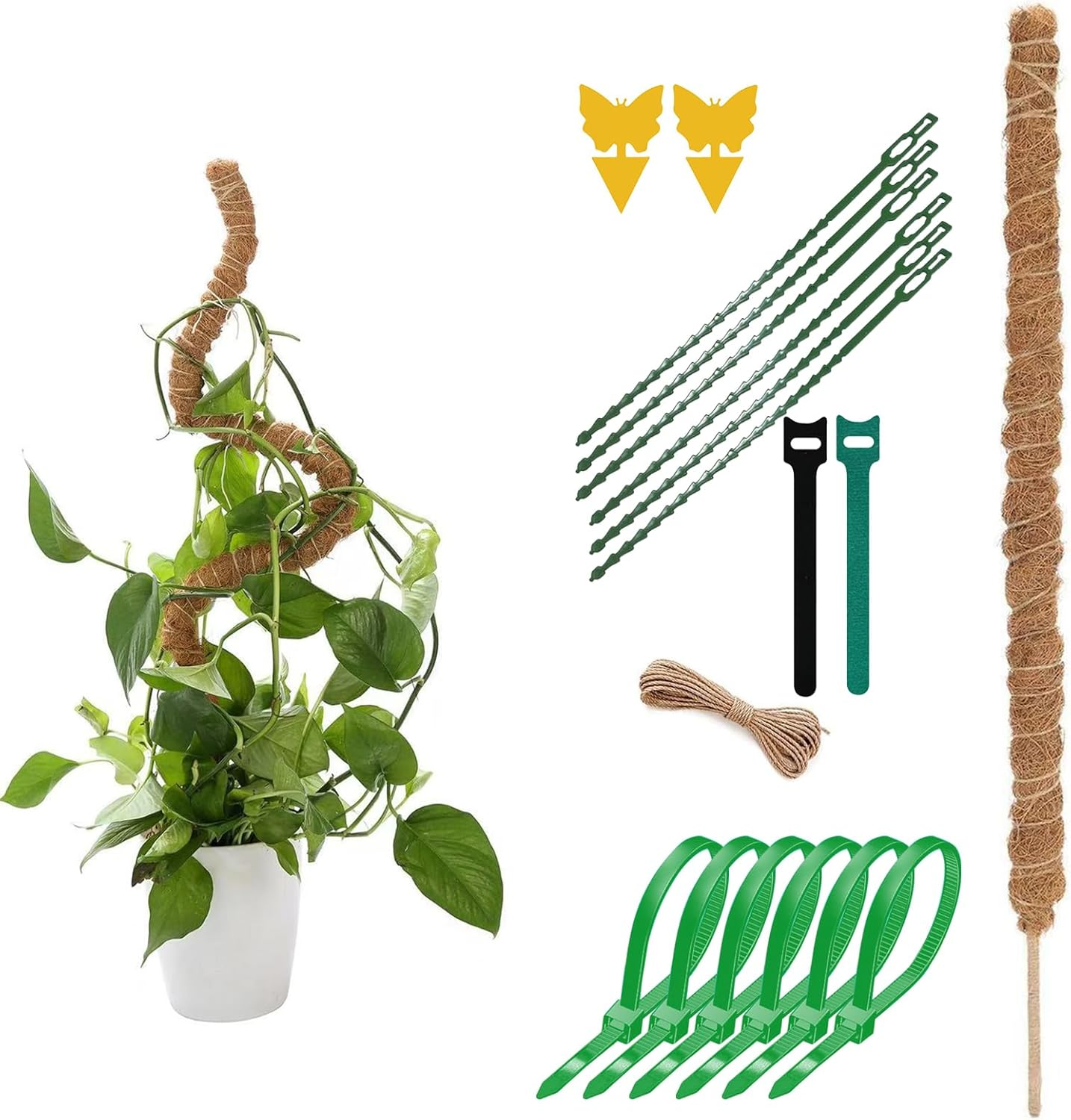2 Pack 70Cm Adjustable Moss Pole for Climbing Plants - Bendable Plant Support with Rust-Proof Aluminum Core, Natural Coir for Monstera, Pothos, Ivy | Indoor/Outdoor Garden Trellis Stake image number 1