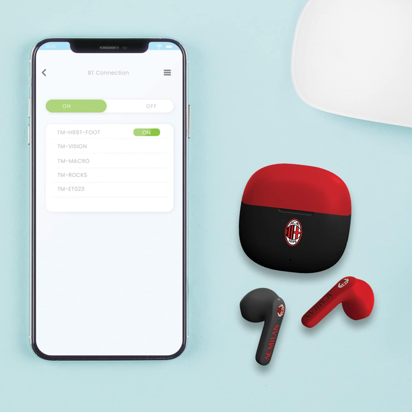 AC Milan Techmade Wireless In-Ear Headphones with Charging Box Red/Black image number 3