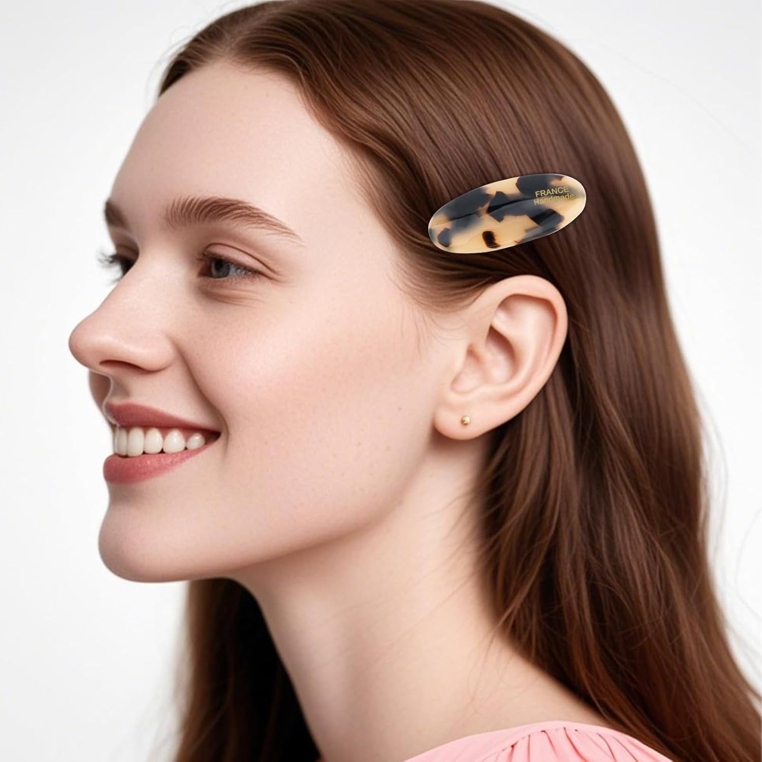 PRUADEOR Set of 4 Women'S French Handmade Hair Clips Oval Hair Clips for Women image number 2