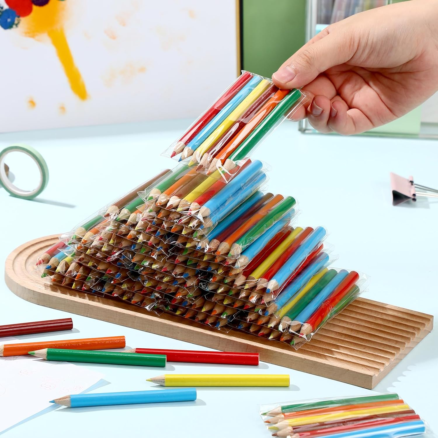 Cholemy 20 Sets Mini Colored Pencils 3.5 Inch Portable Short Color Pencil Bulk Coloring Pencils Pre Sharpened Drawing Colored Pencil for Kids Children Painting Classroom, 6 Assorted Colors image number 1