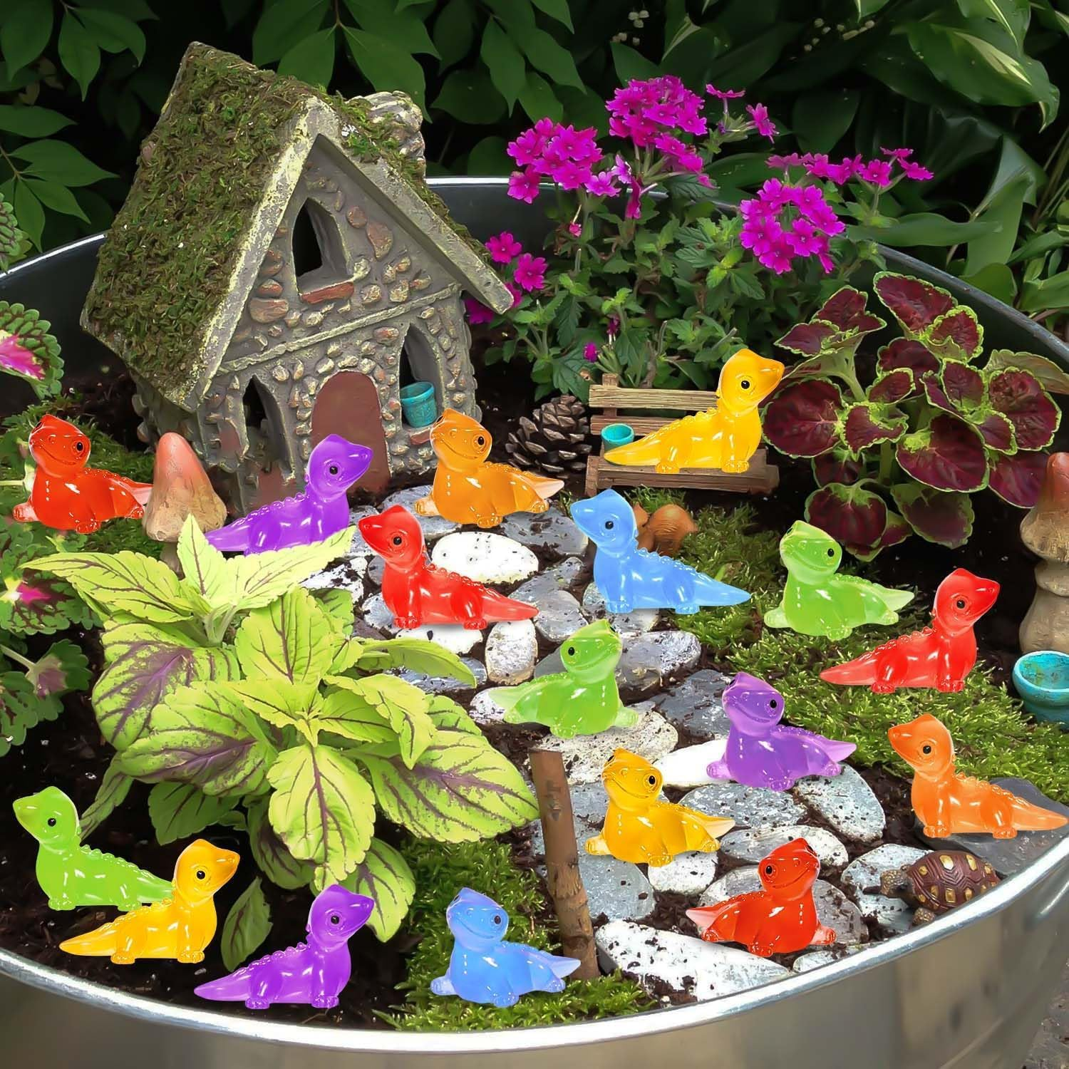 72PCS Luminous Mini Resin Lizards, Cute Lizard Figures Glow in the Dark, Tiny Lizards Animal Miniature for DIY Micro Moss Landscape Crafts Dollhouses Potted Plants Hidden Games image number 1