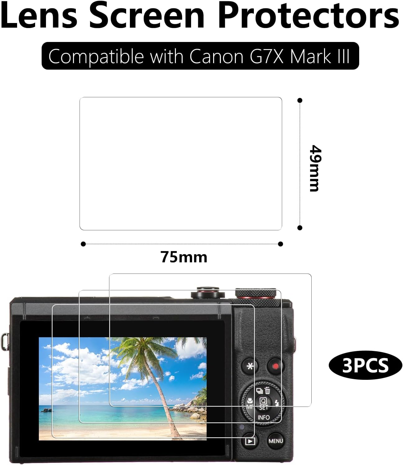 Bigqin [3Pack]Screen Protector Compatible with Canon G7X Mark III, HD Clear Tempered Glass Film 9H Hardness Full Coverage Bubble-Free Scratch-Resistant Protective Film image number 4