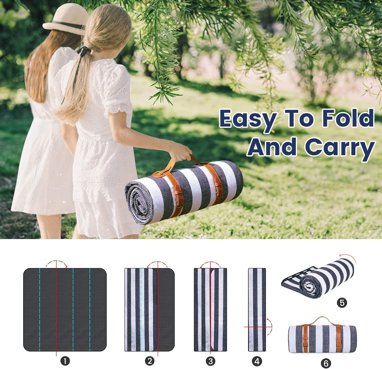 Extra Large Picnic Blanket &ndash; Waterproof & Foldable 3-Layer Outdoor Blanket for 6-8 Adults &ndash; Ideal for Camping, Beach, Park, Grass, & Indoor Use 200Cmx300Cm image number 6