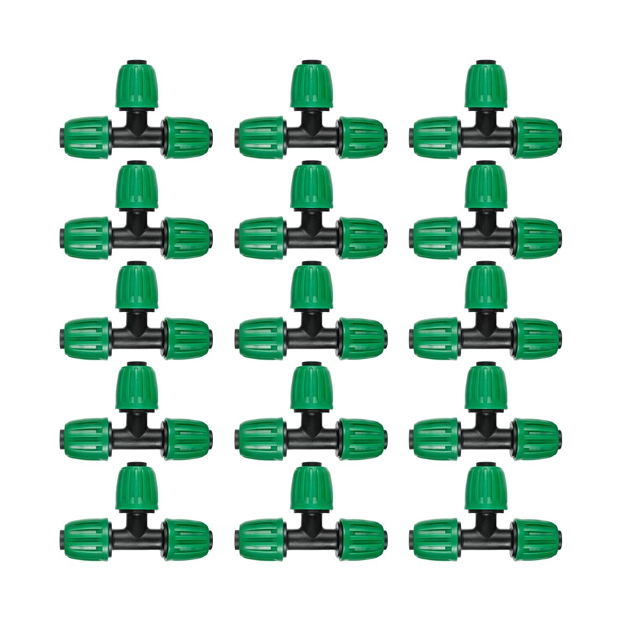 15 Pack 1/2 Inch Drip Irrigation Tee Fittings (1/2" ID X0.6-0.63" OD) - 1/2'' Drip Line Anti-Drop Barbed Lock Nut T Connectors for 1/2 Inch Drip Irrigation Tubing System Connection image number 6