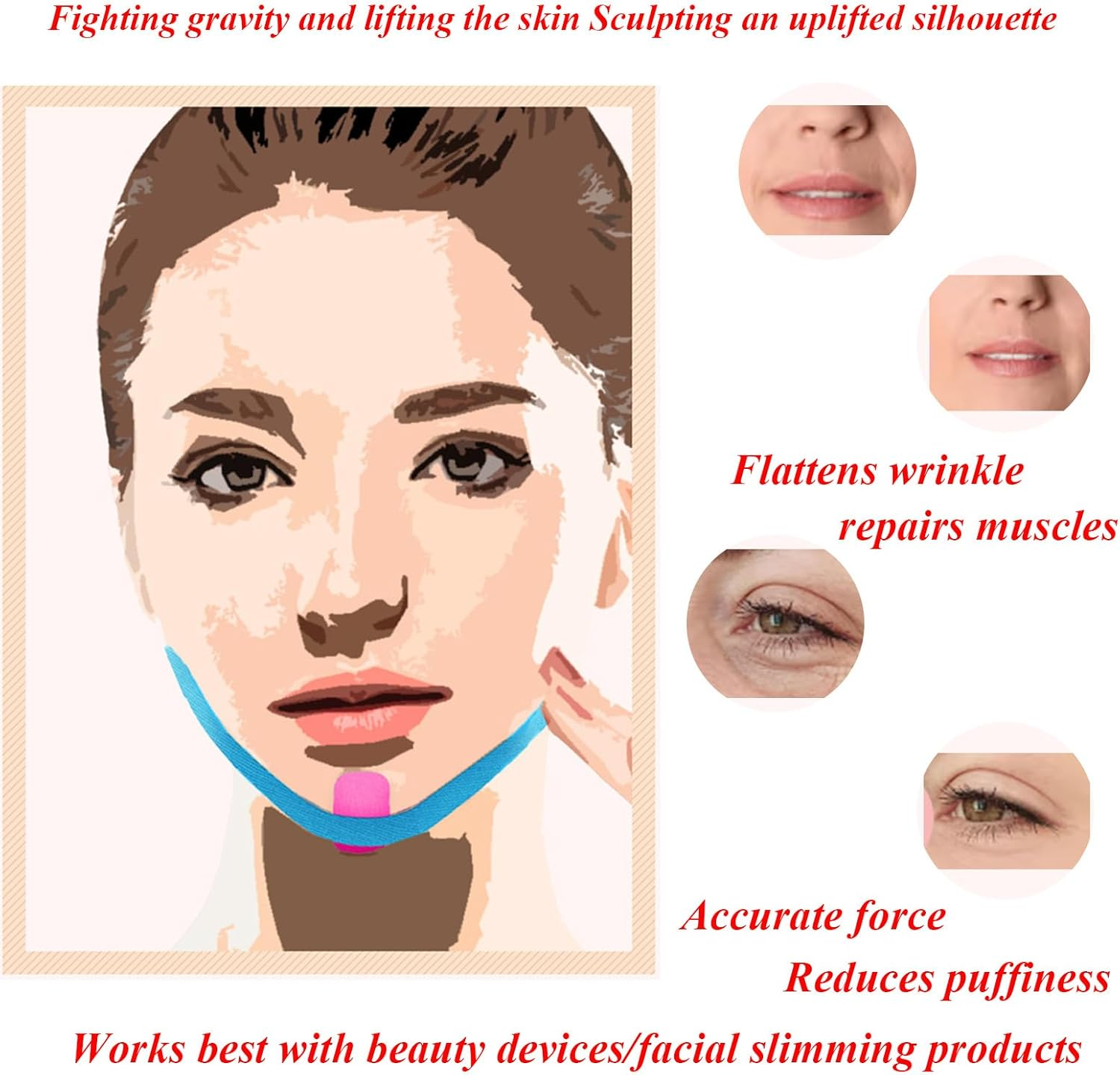 Luojinluoda Face Tape 2.5Cm X 5M Natural Kinesiology Wrinkle Reducing Strips for Fine Lines Crow'S Feet and Sagging Skin Non Invasive 1 Roll image number 3