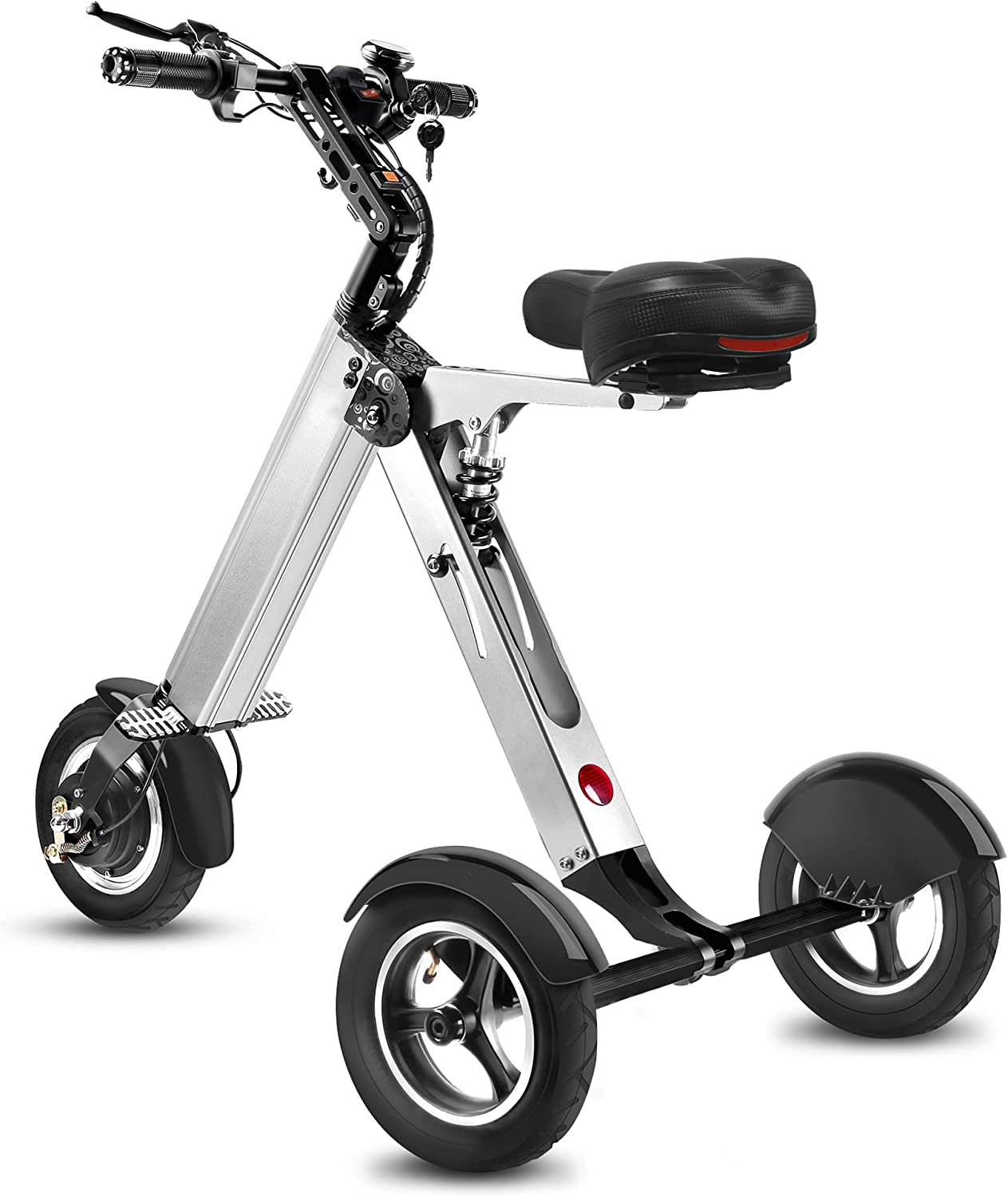 Topmate ES32 Electric Scooter 3 Wheels Foldable Trike with Seat for Adults, Light Weight Electric Scooter with Reverse Function and Key Switch, 10 Inch Pneumatic Tires Tricycle for Commute and Travel image number 2