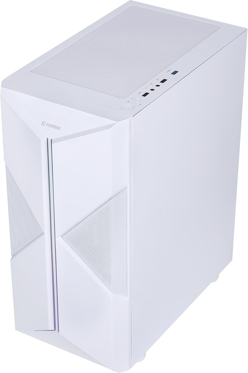 Fortrek Holt Mid Tower Gaming Computer Case with RGB Led Strip, Full Acrylic Side and Magnetic Duster Filter, Atx/Micro Atx/Mini ITX, White image number 1