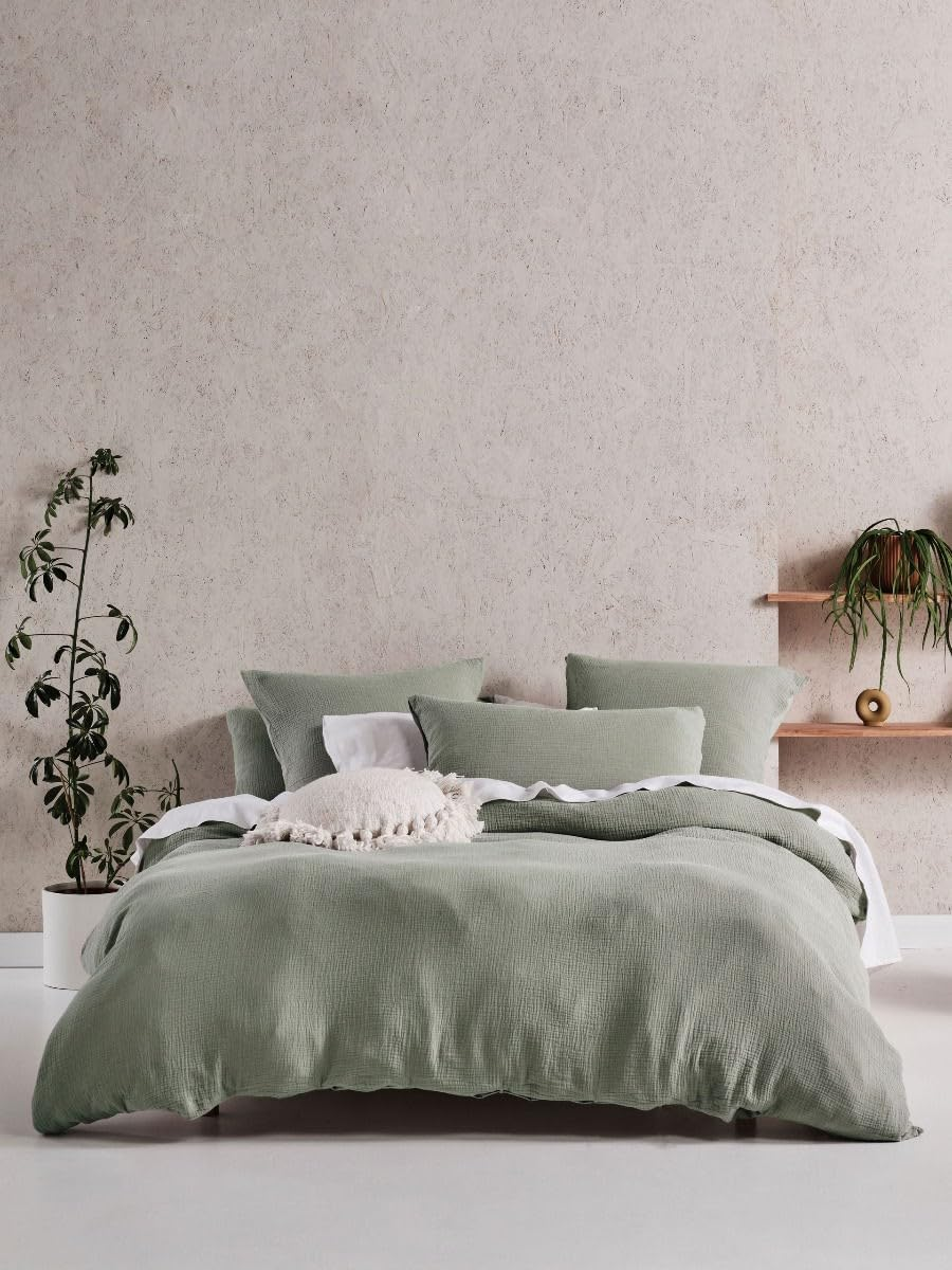 Linen House Haze Pale Peach Quilt Cover Set, Queen Bed - Peach image number 2