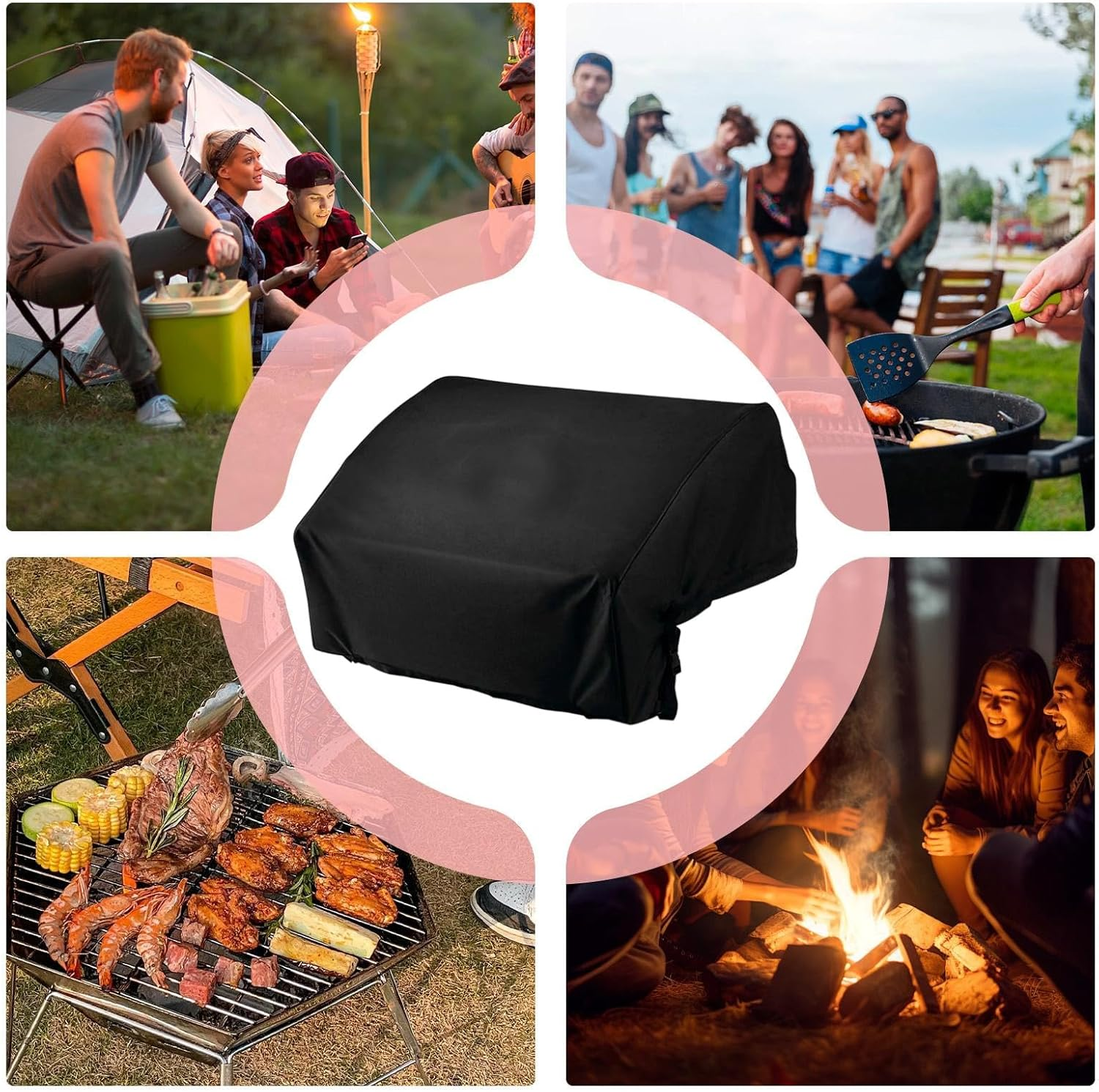 Built-In Grill Cover, Built-In Barbecue Grill Cover, Waterproof Elastic Protector for Outdoor Kitchen for Yard Garden Terrace Lawn image number 3