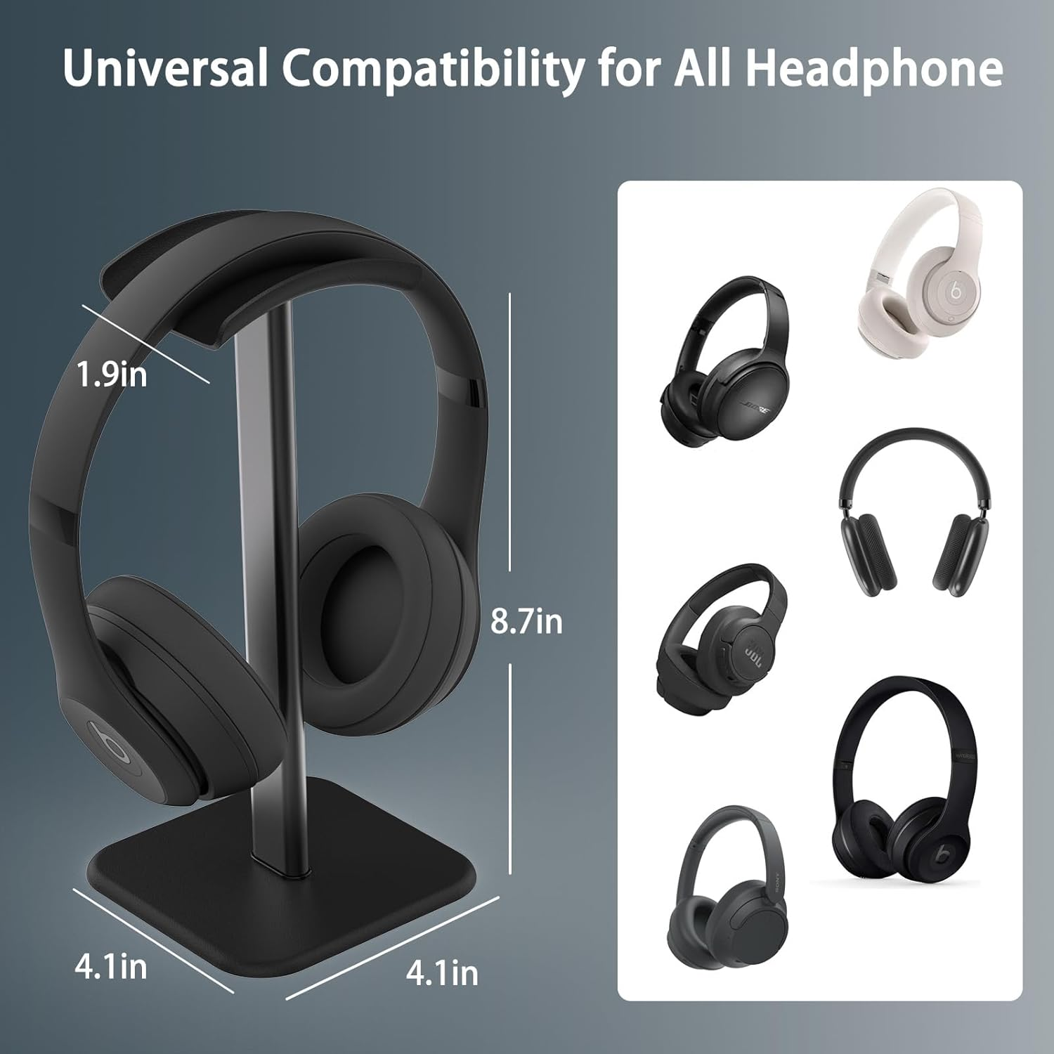 Ahonnpely Headphone Stand for Desk - Headset Stand with Aluminum Hanger, Headphone Holder for Airpods Max, Sony, Bose, Beats and More (Black) image number 5