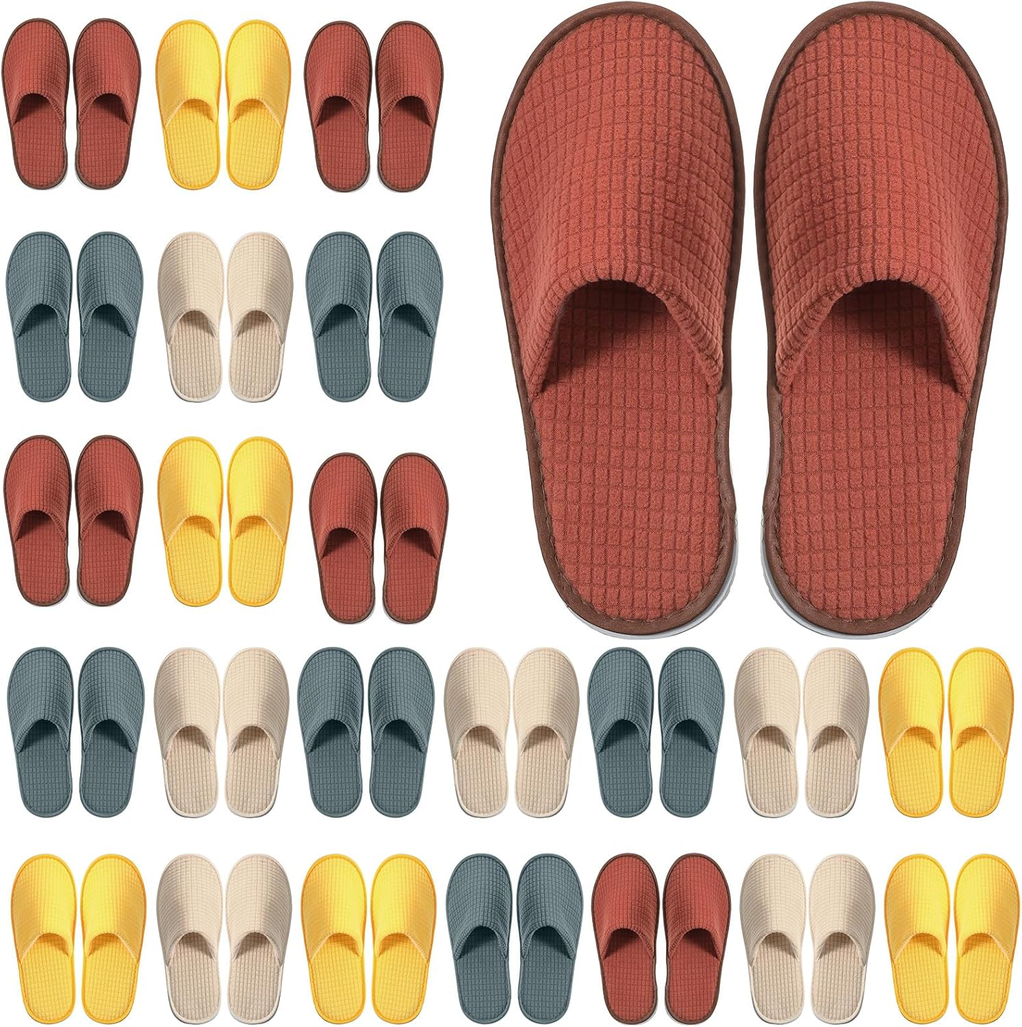 24 Pairs Non Slip Disposable Slippers, Closed Toe for Family Spa Guests Hotels Home Party, Housewarming - Medium, Spring Color