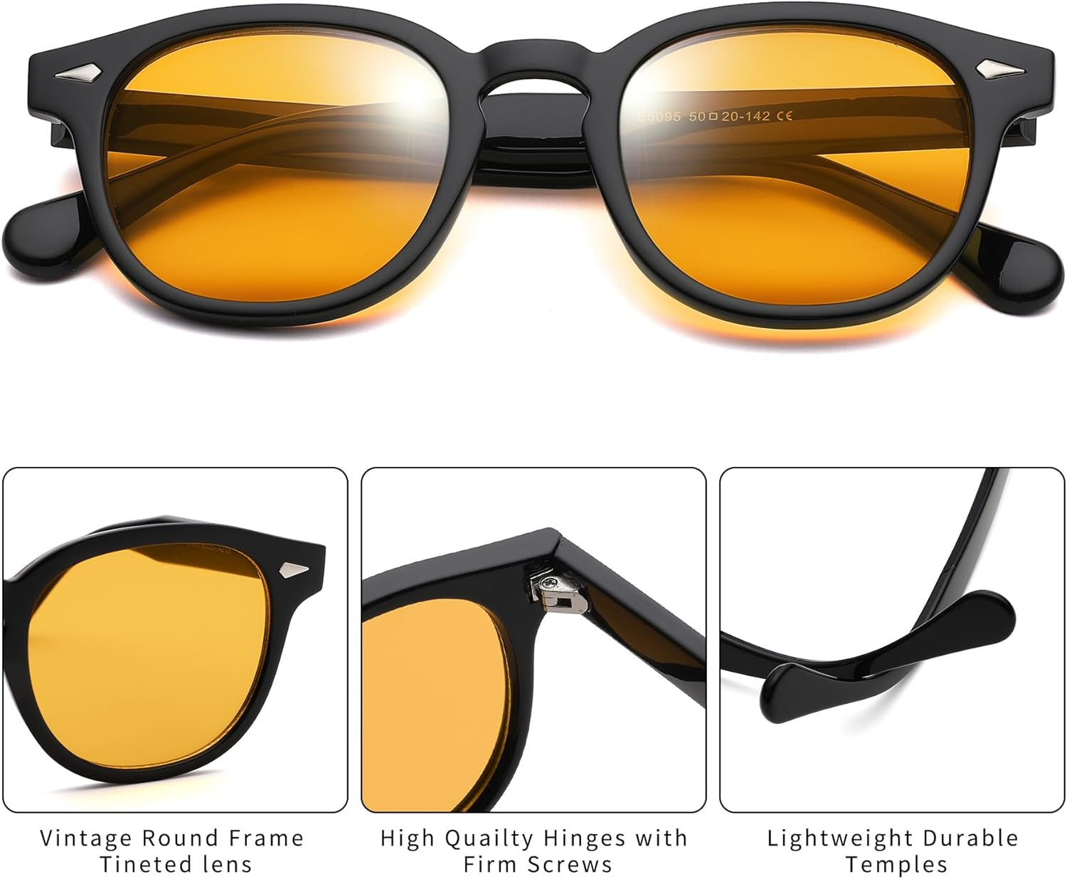 GLARDEFE Retro round Sunglasses for Men Women - Vintage Circle Tinted Sun Glasses