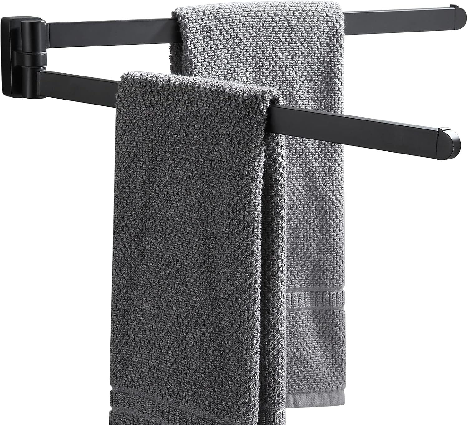 Swivel Towel Bar Brushed Nickel,Two Arms 18 Inches Wall Mount Towel Hanger Holder for Bathroom Organizer