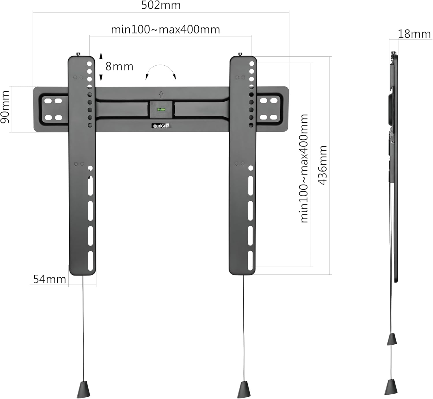 Qualgear QG-TM-F-014 Universal Ultra Slim Fixed Wall Mount for Most 32-Inch to 55-Inch LED Tvs/32-55 Black [UL Listed] image number 5
