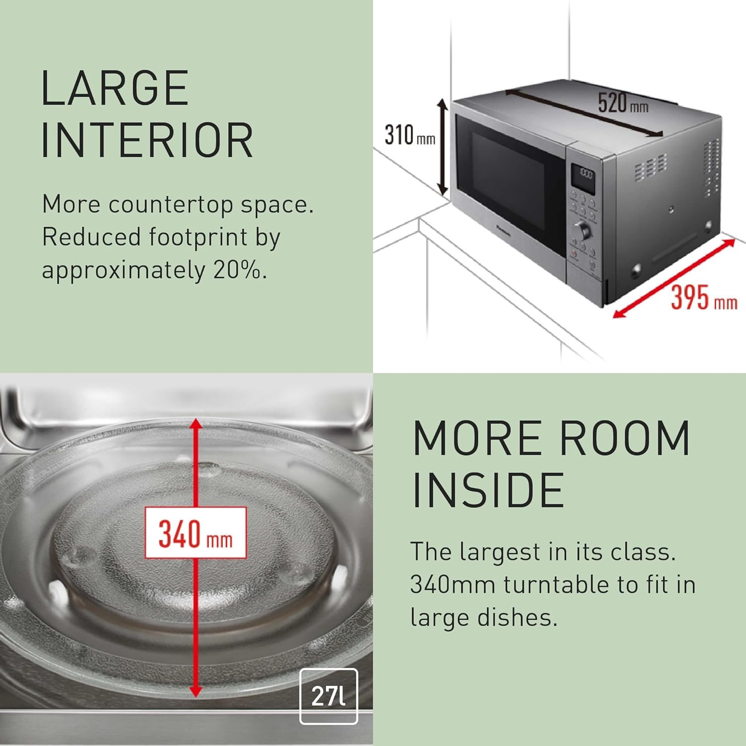 Panasonic 27L 1000W 3-In-1 Convection Microwave Oven, Stainless Steel (NN-CD58JSQPQ) image number 1