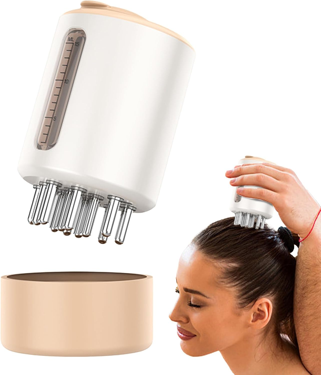 Red Light Hair Oil Applicator | Electric Hair Oil Applicator | 2 in 1 Scalp Scrubber Massager | Hair Scalp Massager for Hair Growth image number 1