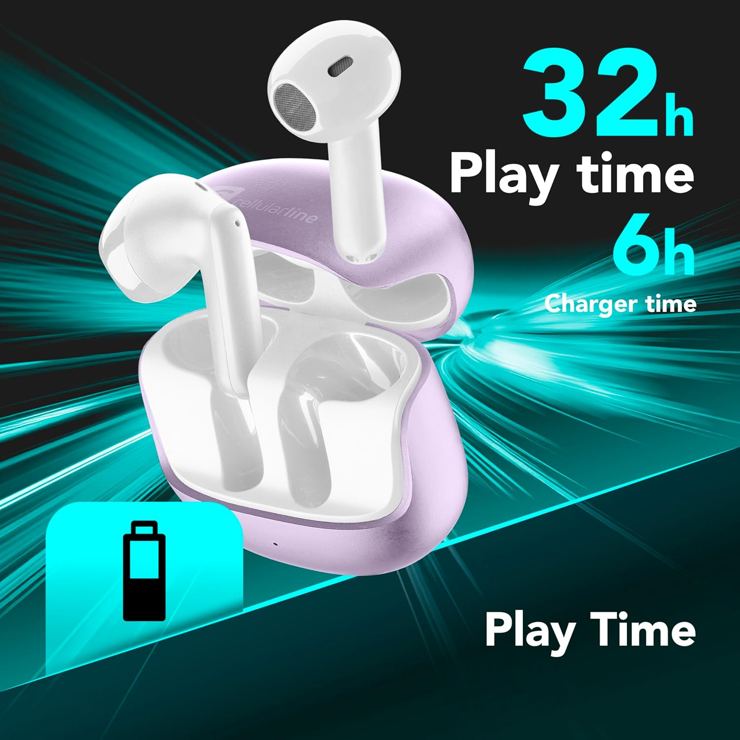 Cellularline Call Purely Bluetooth Headphones with ENC, 4 Microphones, ENC Ambient Noise Cancellation, 32 Hours Battery Life, Multipoint Connection, Easy Pick Design image number 3