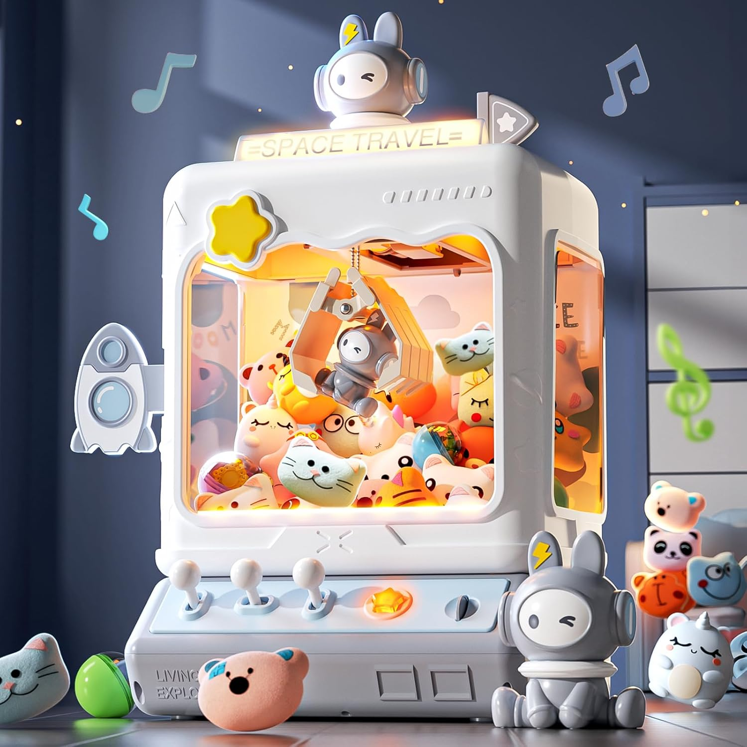 Skirfy Space Claw Machine for Kids, Mini Electronic Arcade Game Vending Machine，Candy Dispenser Arcade Game for Kids，Birthday Christmas Gifts for Girls Boys(Blue) image number 3