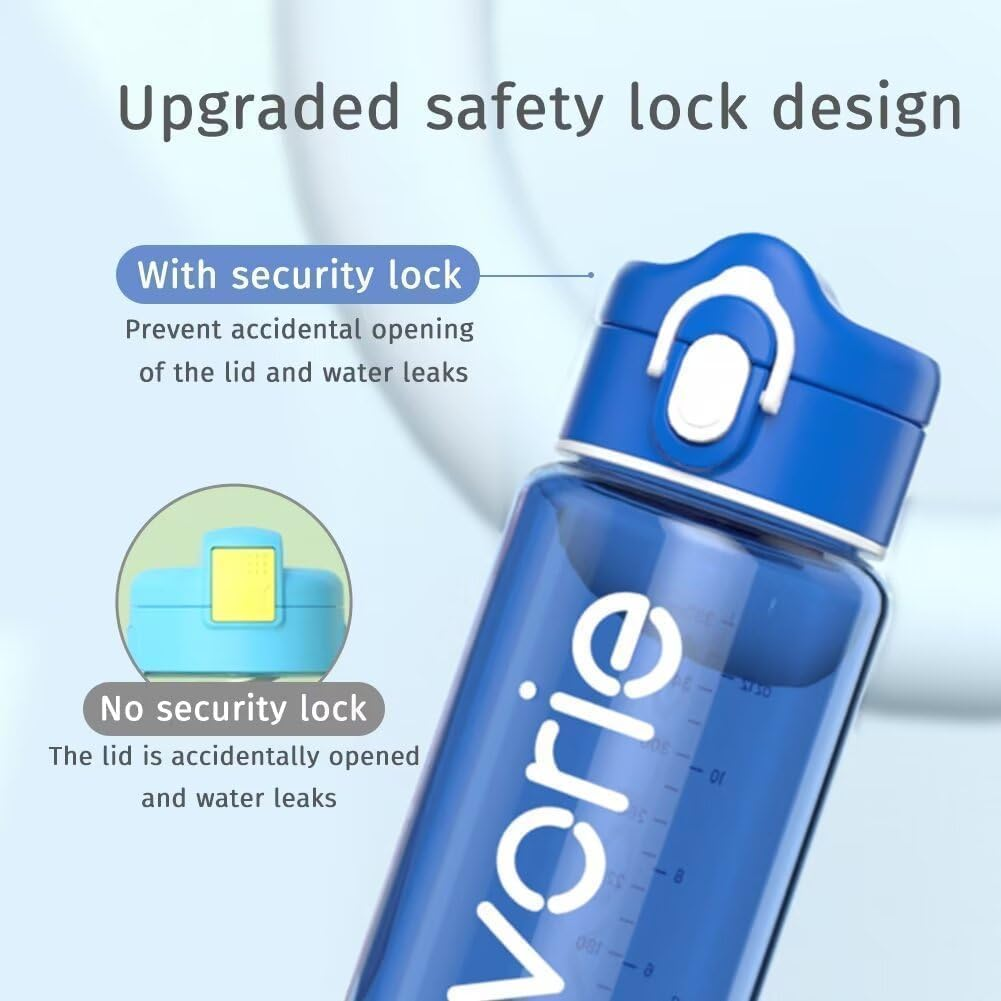 Evorie Kids Water Bottle for School, No Straw 13Oz BPA Free Tritan Bottle, Leak Proof with Flip Top Lightweight for Outdoor (Blue) - Red Rabit image number 7