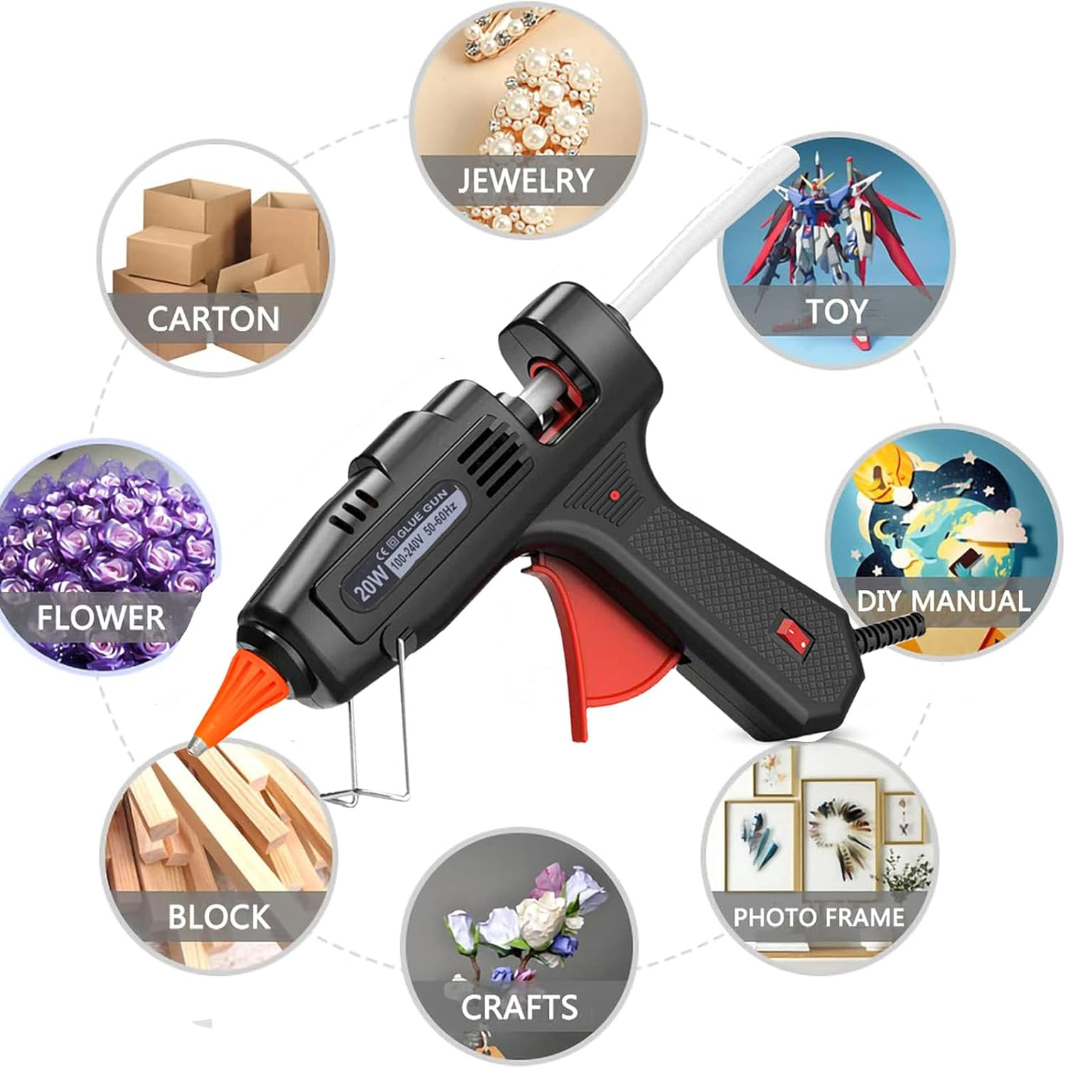 Hot Glue Gun Kit with 40 Glue Sticks(150Mm X 7Mm), 20W Fast Preheating Mini Hot Melt, High Temp for School Crafts DIY Arts and Quick Home Repairs, Black image number 4