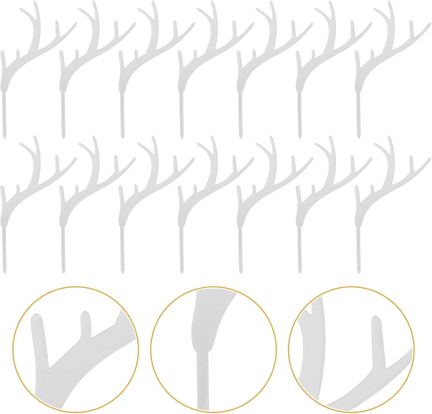 LUOZZY 20Pcs Reindeer Antlers Cake Toppers Christmas Cupcake Picks Deer Antler Cake Decoration Photo Props Xmas Party Supply - Silver image number 2