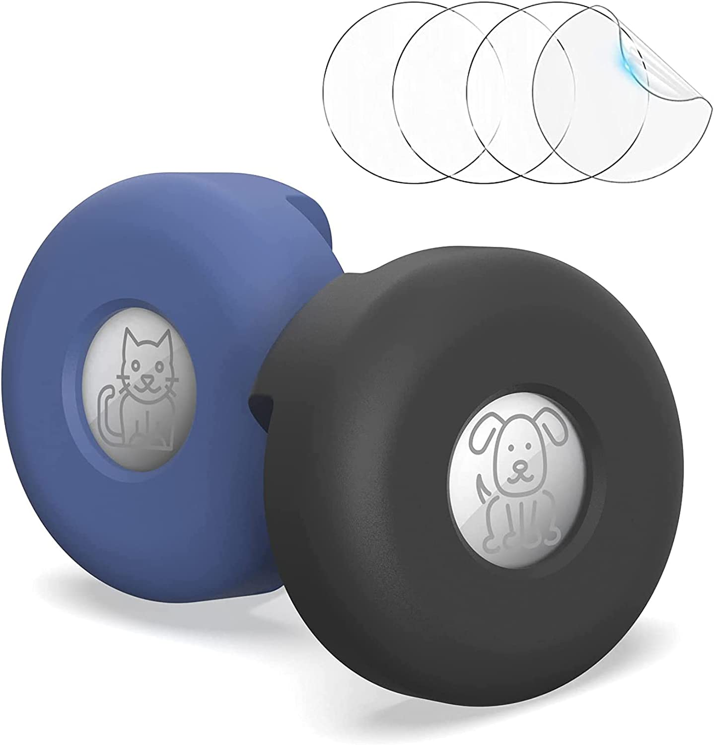 Aircawin Airtag Dog Collar Holder Case(2 Pack),Silicone Pet Collar Case Mount for Apple Airtags,Durable Anti-Lost Air Tag Case Holder Cove for Cat Dog Collars Charms & Backpack Accessories-Black&Blue image number 3