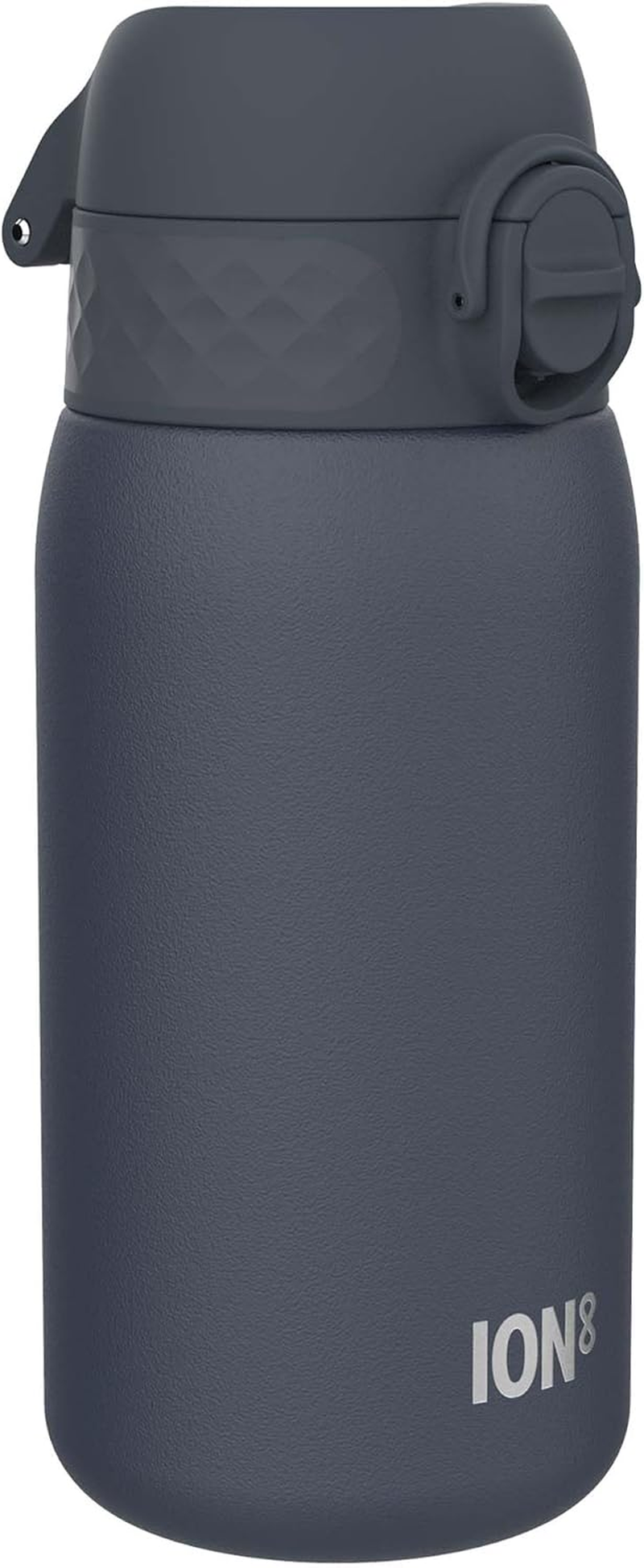 Ion8 Kids Water Bottle, Steel 400 Ml/13 Oz, Leak Proof, Easy to Open, Secure Lock, Dishwasher Safe, Flip Cover, Carry Handle, Easy Clean, Durable, Metal Water Bottle, Carbon Neutral
