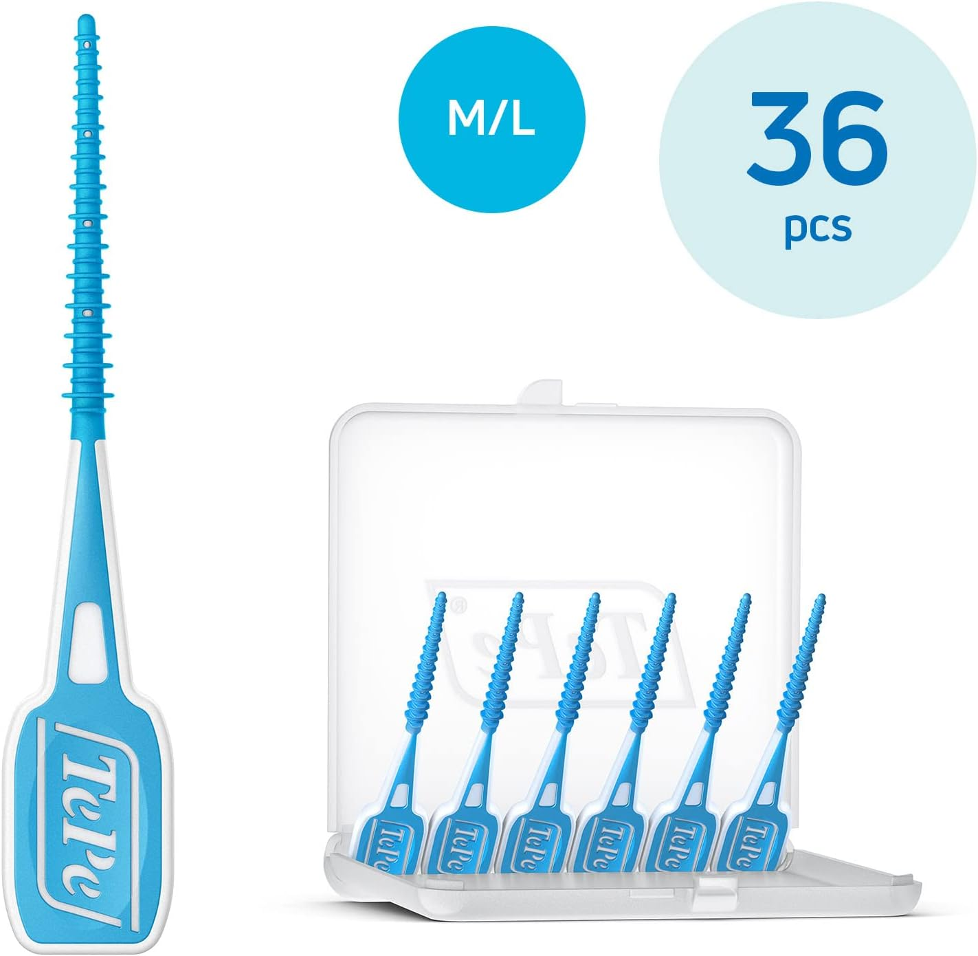 Tepe Easypick Toothpicks, Blue, ISO M-L, 36Pcs, Plaque Remover, Efficient Clean between the Teeth, Durable Dental Picks for Small Gaps, Comes with Travel Case image number 2