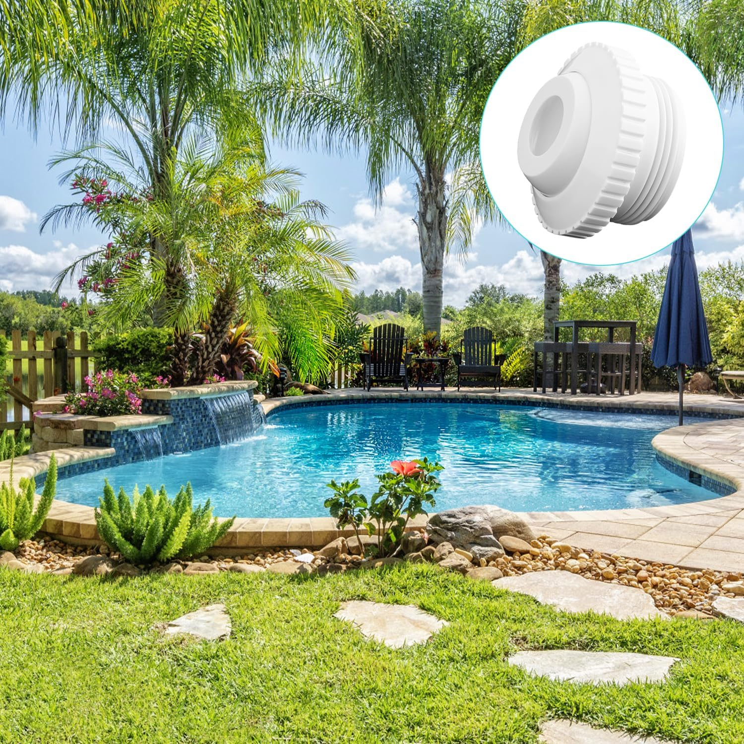 PEUTIER 2Pcs Pool Jet Nozzles, Swimming Pool Return Jet Directional Flow Eyeball Inlet Jet Flow Inlet Fitting for Swimming Pool Water Outlet Jet Nozzle Fitting Replacement