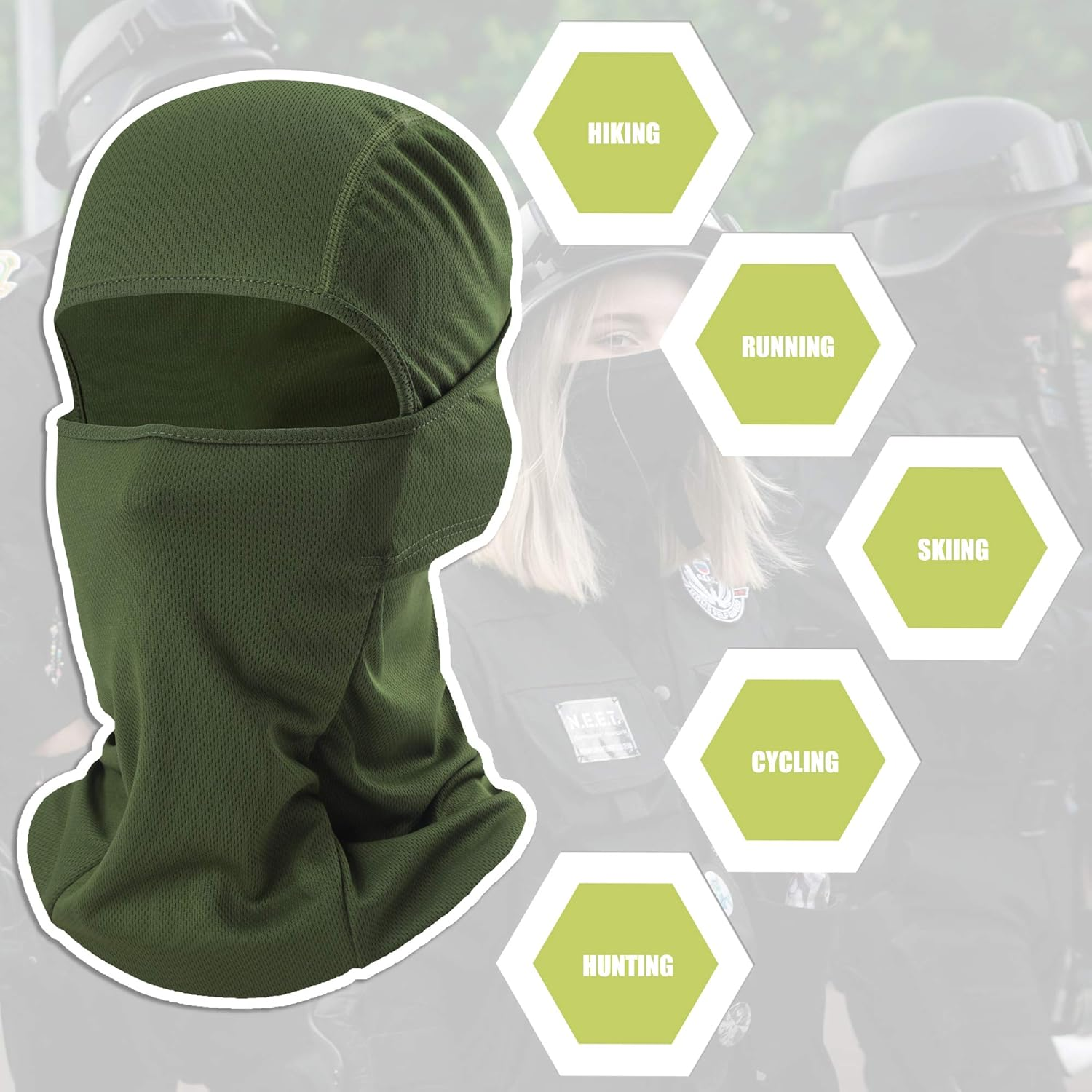 Balaclava Face Mask Adjustable Windproof UV Protection Hood image number 3