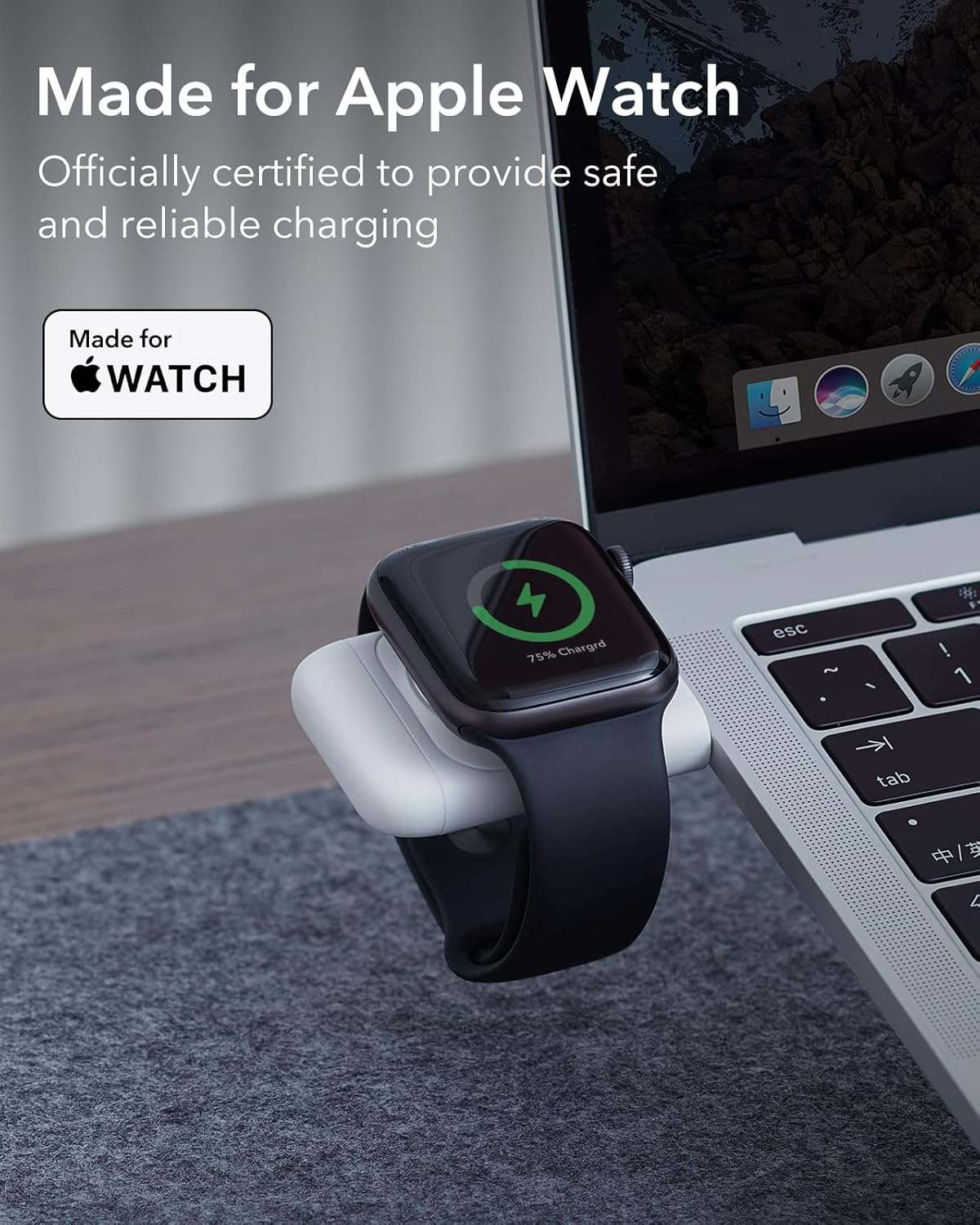 ESR for Apple Watch Charger, Certified Made for Apple Watch, Small and Portable, Magnetic Cover, Fast Magnetic USB-C Charging for Apple Watch Ultra, Series 8/7/6/5/4/3/2/1, and SE image number 1