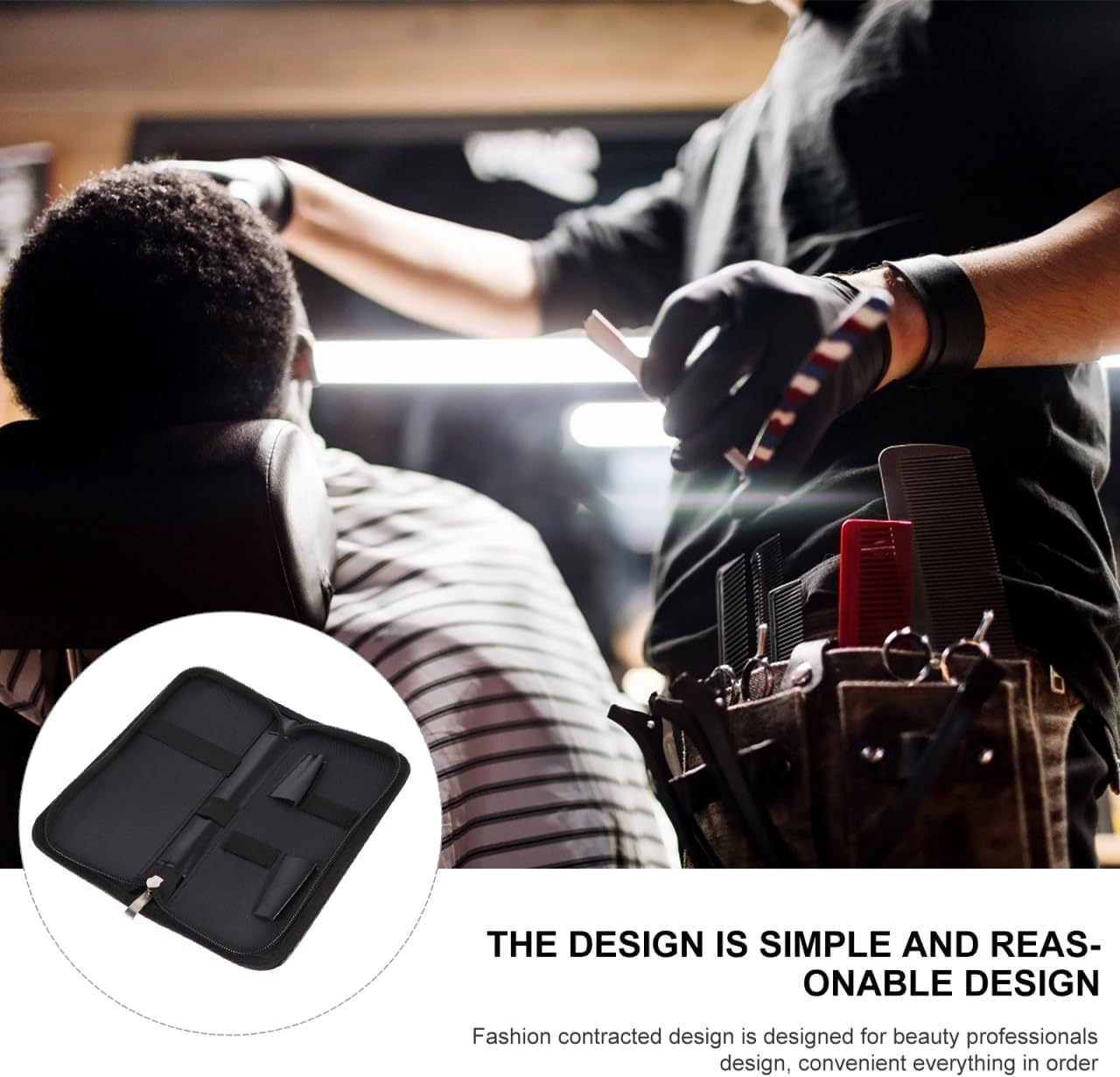 Vaguelly Scissors Storage Bag Case for Hair Cutting Scissors Case for Hair Scissors Bag Scissors Case for Hair Cutting Scissors Hairdressing Bags Scissors Bags Black Leather image number 5