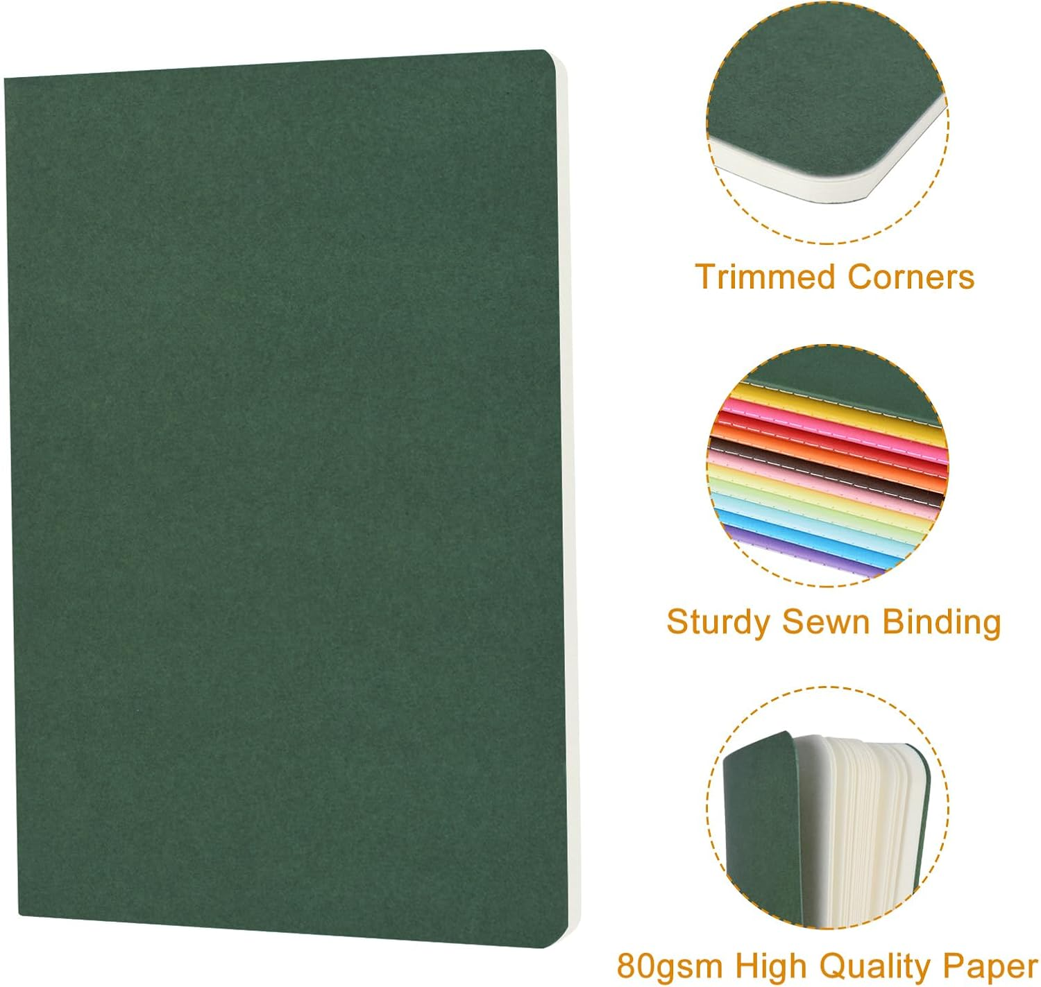 ZCZN 12 Pack A5 Notebook, Blank Notebooks Bulk for Sketching Drawing, Writing, Doodling, 60 Pages/30 Sheets image number 4