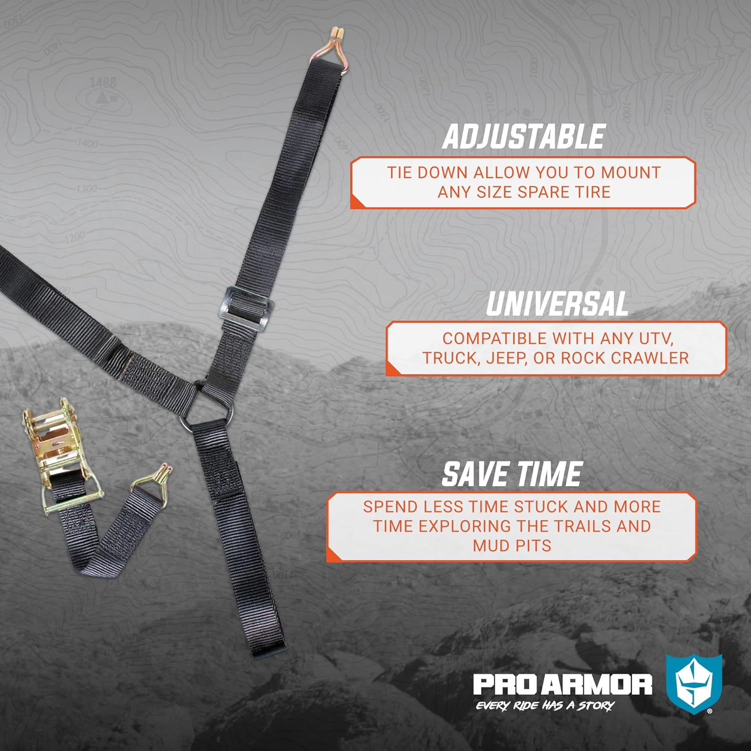 Pro Armor A040225 Ratcheting Y-Strap (1.5") (Black) image number 1