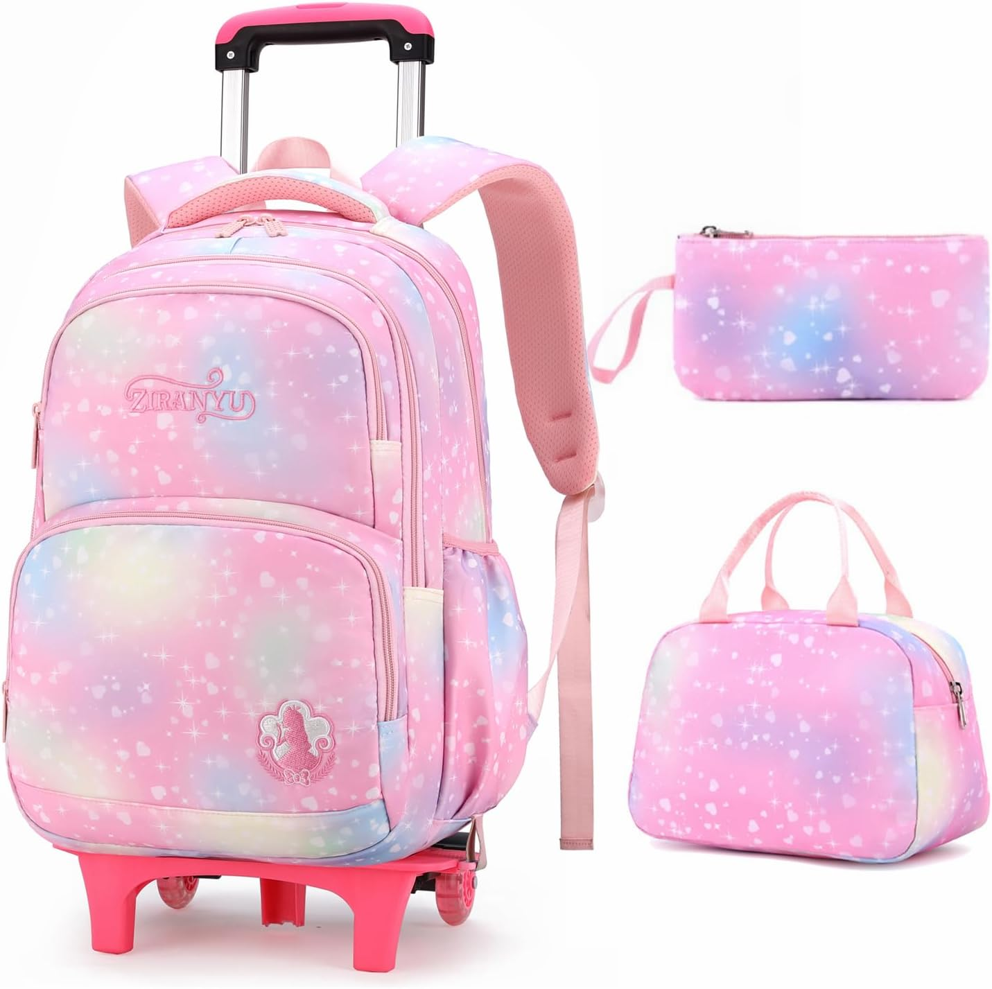 Dream Princess Wind Rolling Backpack for Girls Wheeled Travel Bag Trolley School Bag