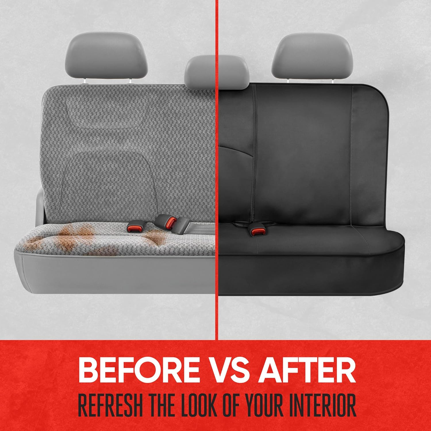 Motor Trend Spillguard Neoprene Rear Seat Protector - Waterproof Bench Cover for Cars with Gray Stitching, Padding for Kids & Dogs image number 5