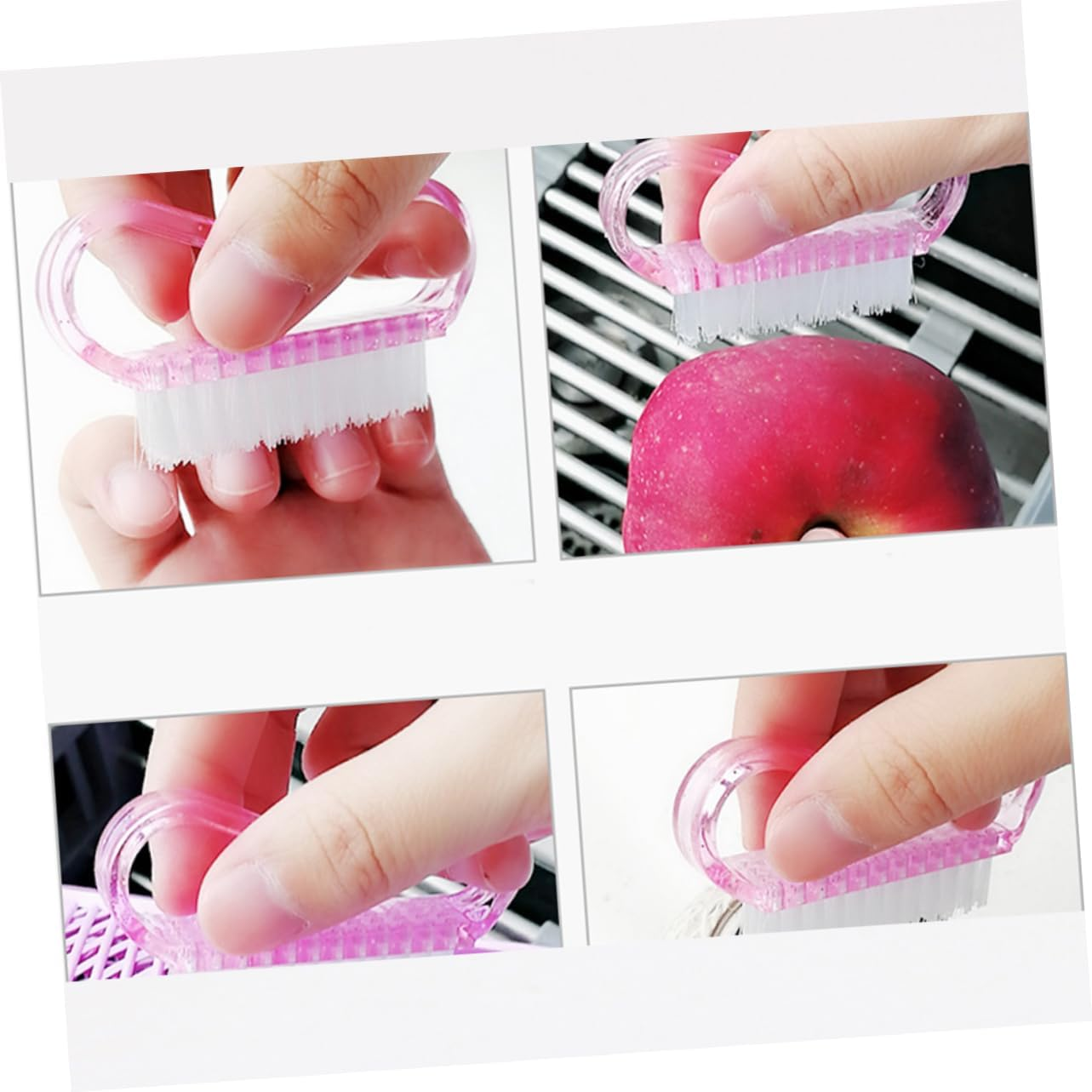 Mikinona 6Pcs Women Nail Brush Soft Bristle Hand Brush Nail Scrub Art Cleaning Tools Easy to Grip Handle Cleaning image number 3