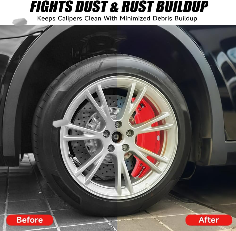 Brake Caliper Covers Compatible with Tesla Model Y Juniper 2025-2026,19 Inch Front and Rear Brake Wheel Hub Brake Caliper Covers 4 Pcs for Model Y Juniper Accessories Red image number 5