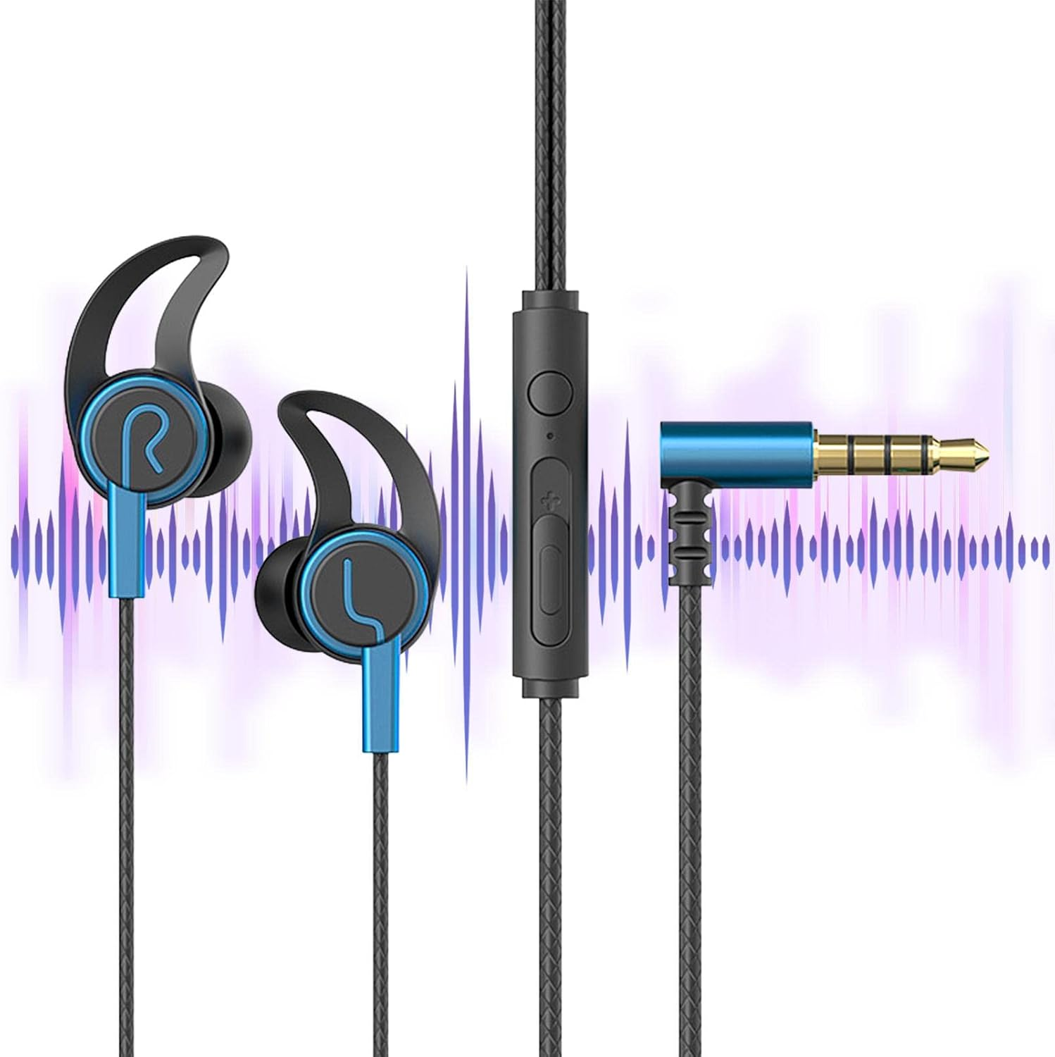 In Ear Game Headset, In-Ear Wired Game Ear Buds with Detachable Dual Microphone, Noise Reduction Mobile Game 3.5MM Jack image number 2