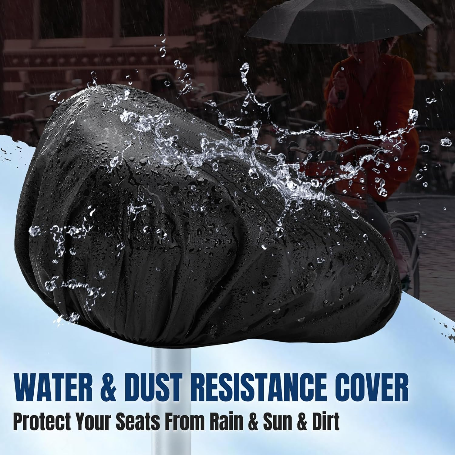 WOTOW Bike Seat Cushion, Soft Bike Seat Cover for Men Women, Padded with Gel and Memory Foam, Wide Comfortable Exercise Bike Seat Cushion Cover for Peloton, Stationary, Mountain and Cruiser Bikes image number 1