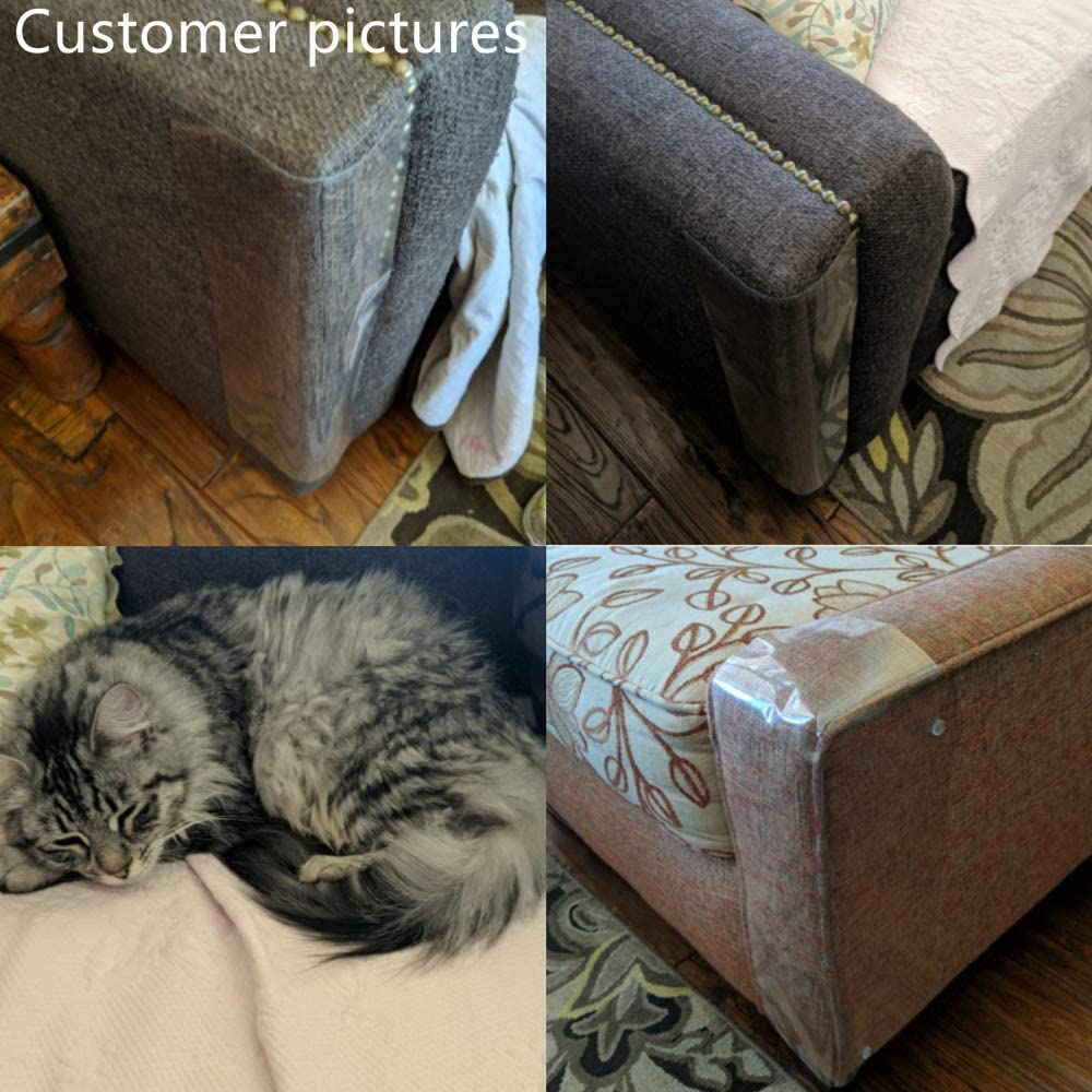 10 Pcs Furniture Protectors from Cats, Clear Self-Adhesive Cat Scratch Deterrent, Couch Protector 4 Pack X-Large (18"L 12"W) + 4 Pack Large (18"L 9"W) + 2 Pack (18"L 6"W) Cat Repellent for Furniture, image number 5