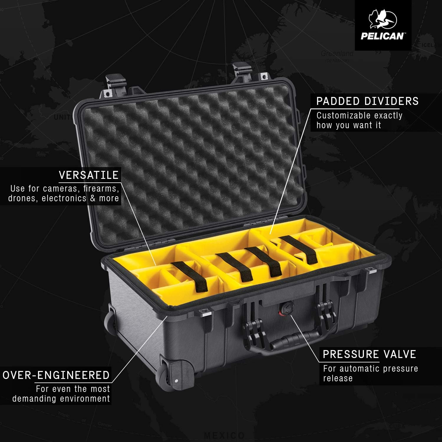 Pelican 1510 Case with Padded Dividers (Black) image number 3