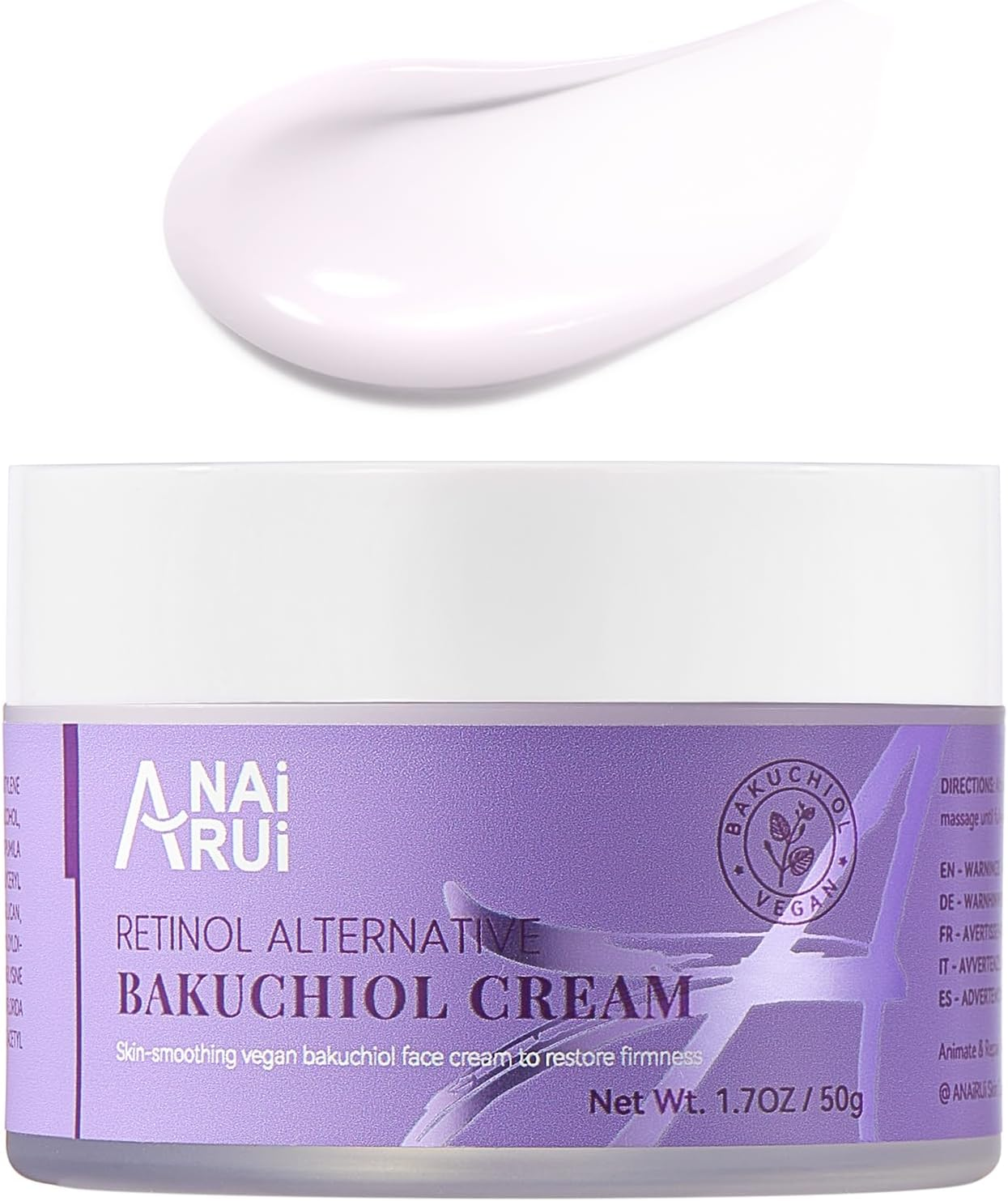 ANAI RUI Bakuchiol Face Cream Moisturizer - Anti-Aging Night Cream, Natural Retinol Alternative with Bakuchiol, Collagen & Squalane - Hydrating Firming Cream for Women - 1.7 Oz image number 5
