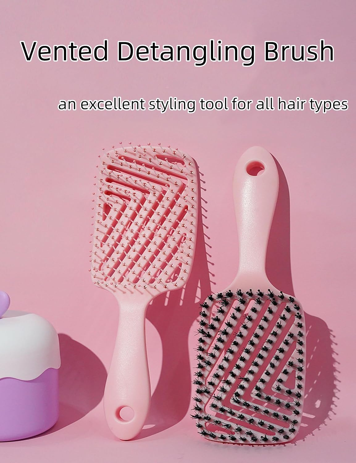 Detangler Hair Brush for Wet and Dry Hair, Comfortable Detangling Brush, Vented and Curved Hair Brush for Women Men Kids image number 1