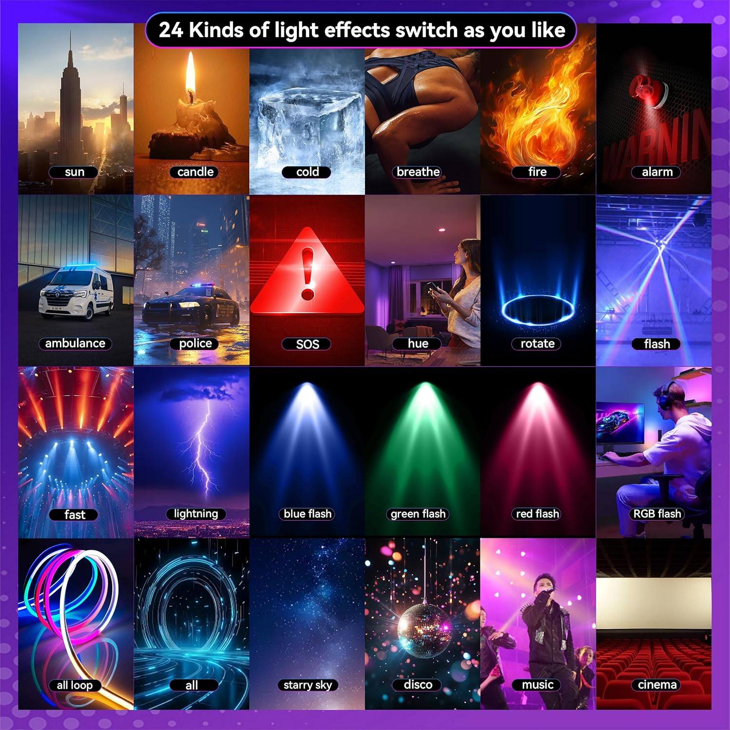 ENEGON RGB Selfie Light, 360&deg; Full Color RGB Video Light with 24 Effects, 78 LED 2000Mah Rechargeable, CRI 95+ and CCT 2500K-9000K, Portable Clip for Phone/Tablet/Pc/Streaming - Bronze image number 5