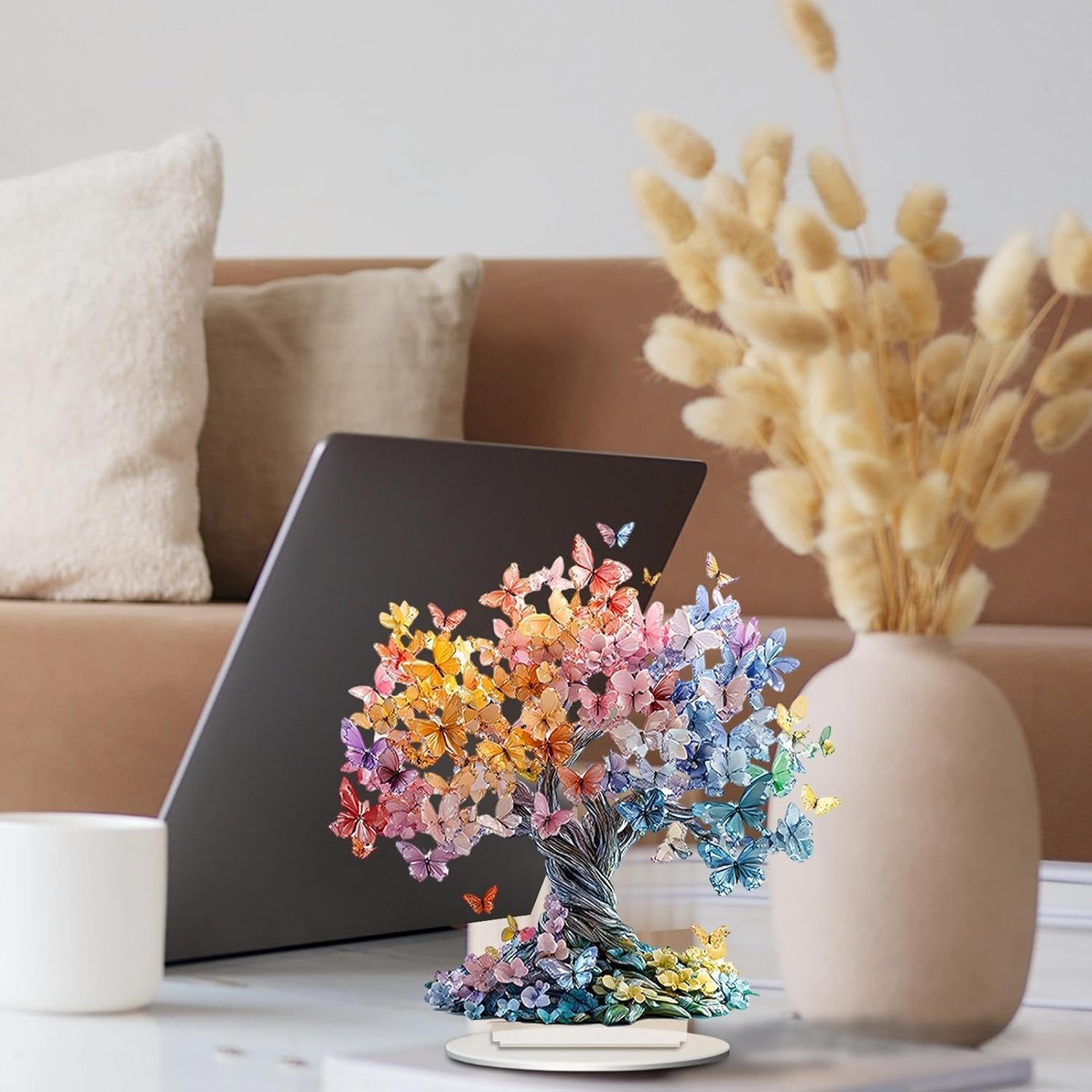 Colorful Butterfly Tree Creative Home Living Room Entrance Tabletop Decoration Ornament Acrylic Display Ornament 2D High-Definition Printed Decorative Artwork. image number 3