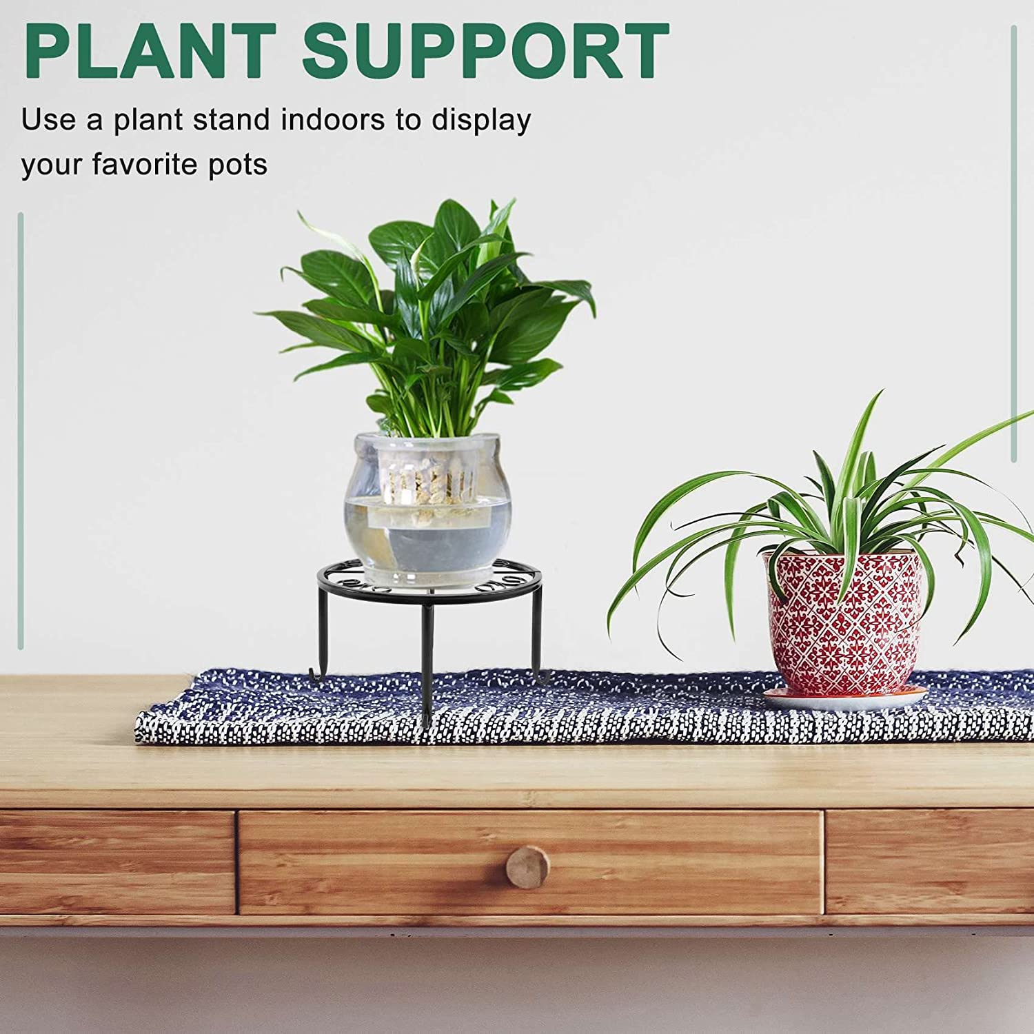 Ksrnsne 4 Pieces Plant Stand Indoor and Outdoor Metal Rust-Proof Plant Stand, Flower Pot Stand Black image number 6