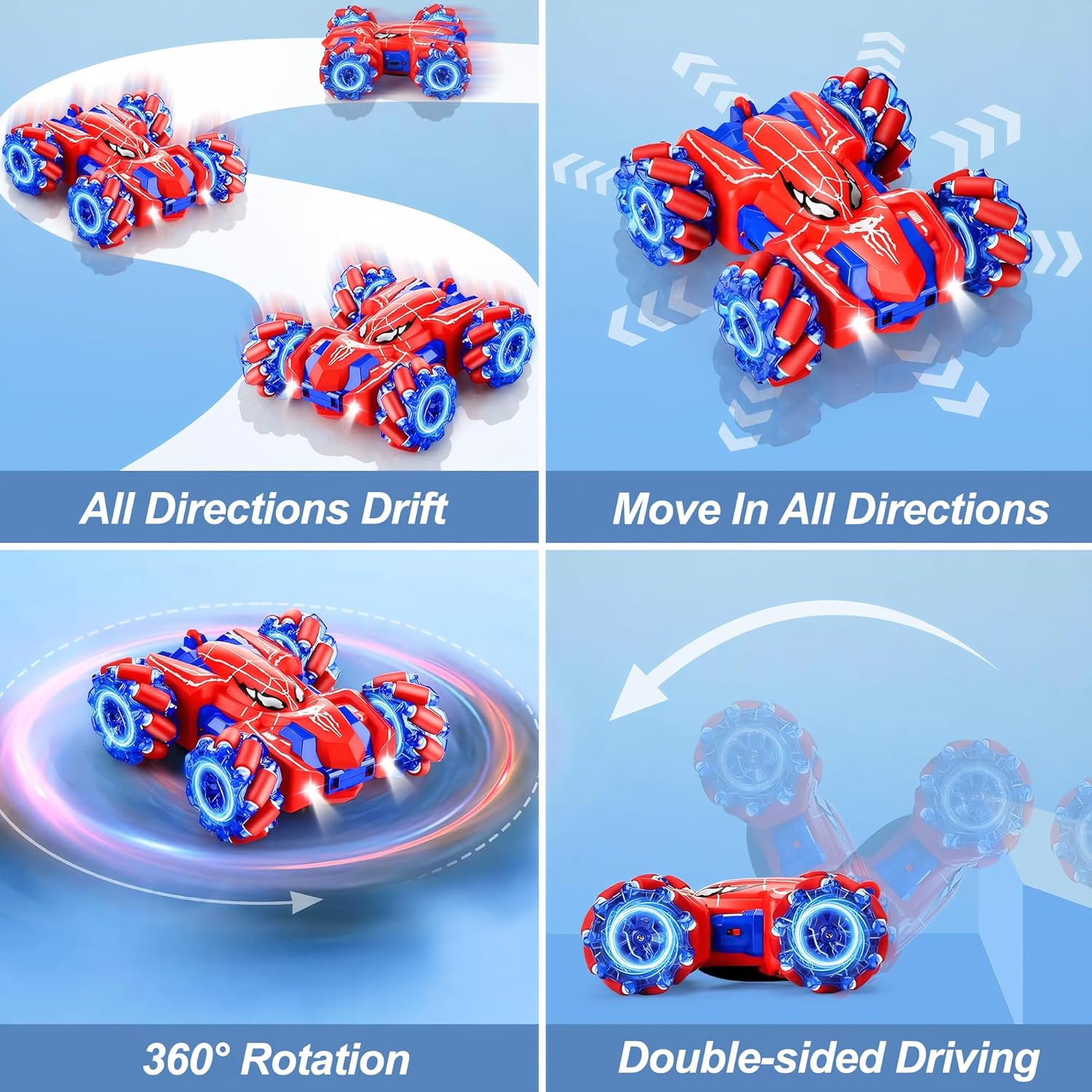 Spider Double Sided 4WD Off-Road 360&deg; Rotating Remote Control Stunt Car with Cool Light for Kids Age 3 5 6 7 8 image number 6