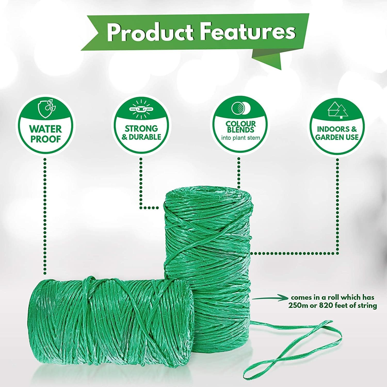 250M Strong Reusable GARDEN TWINE Horticultural Utility Polypropylene String Rope for Supporting Plants, Wrapping and Gardening, Tying down Covers Etc Weatherproof Multiple Use Line Tie (2 Pack)